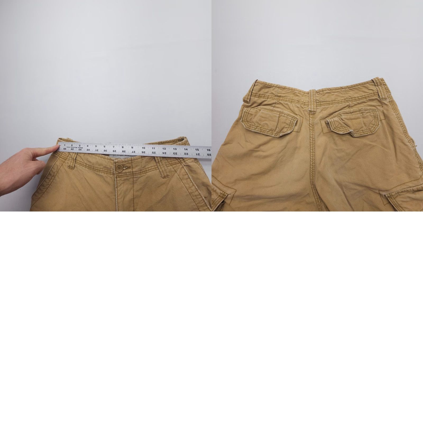 Vintage Aéropostale Cargo Shorts Mens 28 Heavy Cotton Paratrooper Brown Tan 2000s Pattern Solid Pockets Cargo Pocket Rise Mid 12in Inseam 12in Size US 28 / EU 44 - 8 Thumbnail