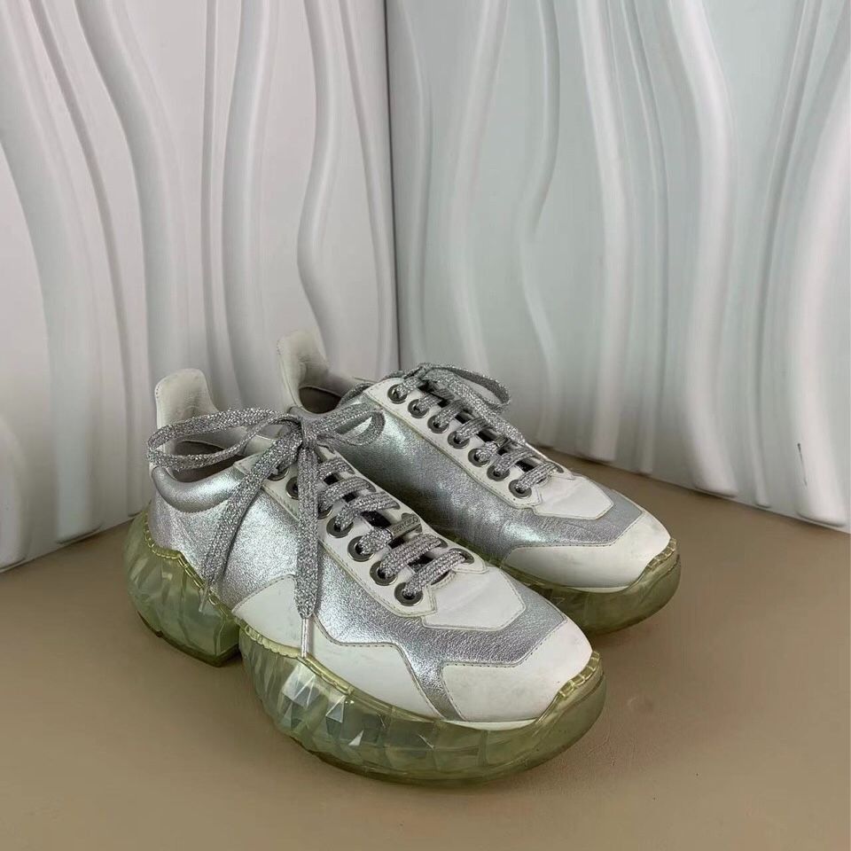 Jimmy Choo Jimmy Choo Ladies Low-Top Diamond Clear Sole Sneakers White Size US 7.5 / IT 37.5 - 9 Thumbnail
