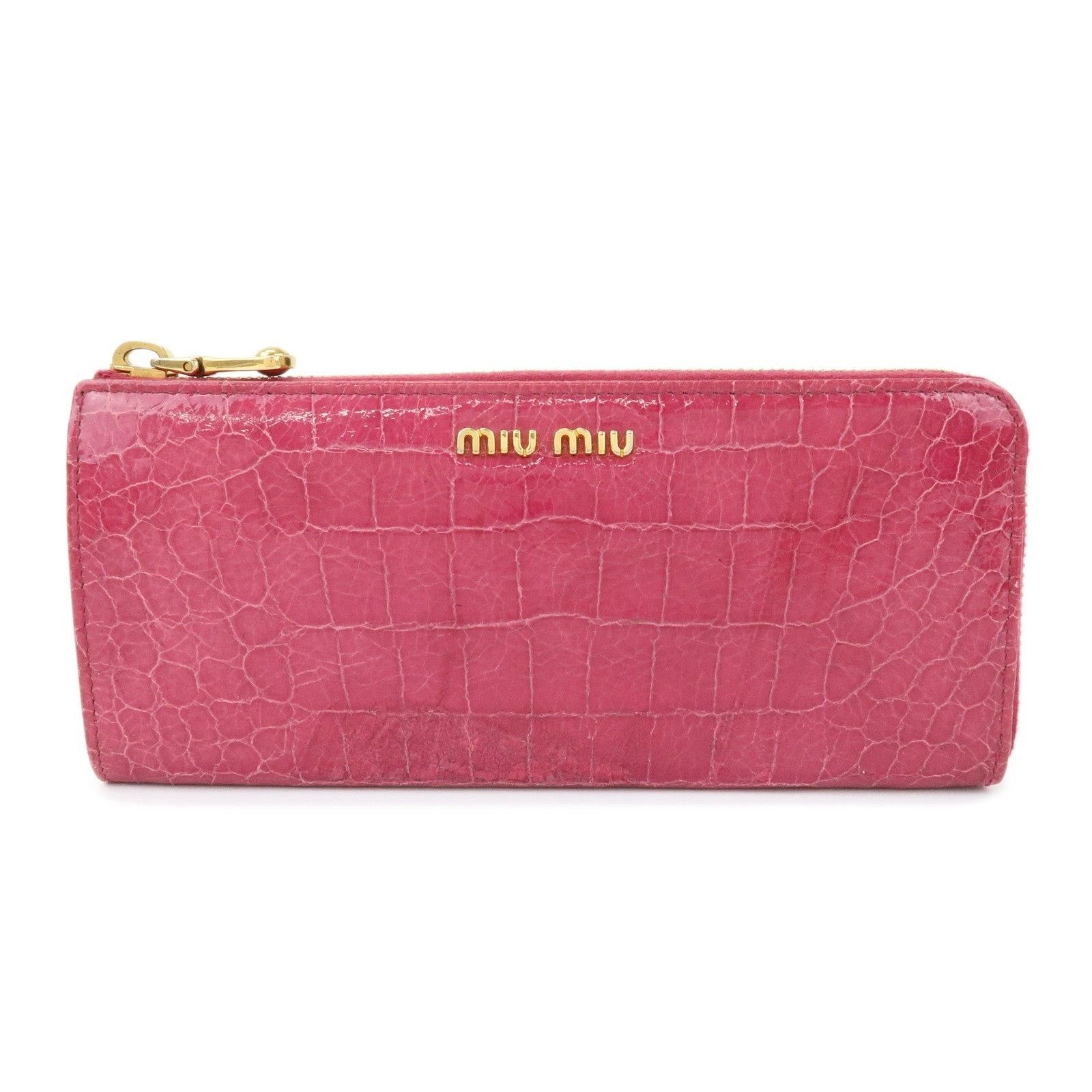 Miu Miu Miu Miu Logo Embossed Leather Zippy Long Wallet Pink Size ONE SIZE - 1 Thumbnail