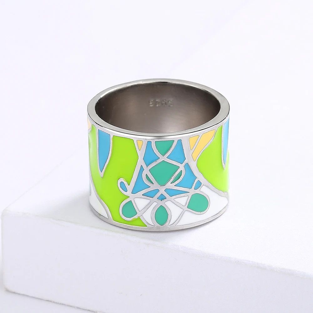 Jewelry Green Epoxy Leaf Shape Ring Size ONE SIZE - 3 Thumbnail