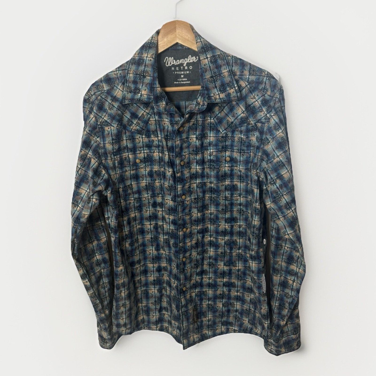 Wrangler Wrangler Retro Floral Plaid Western Shirt Blue Pearl Snap Size US M / EU 48-50 / 2 - 2 Thumbnail