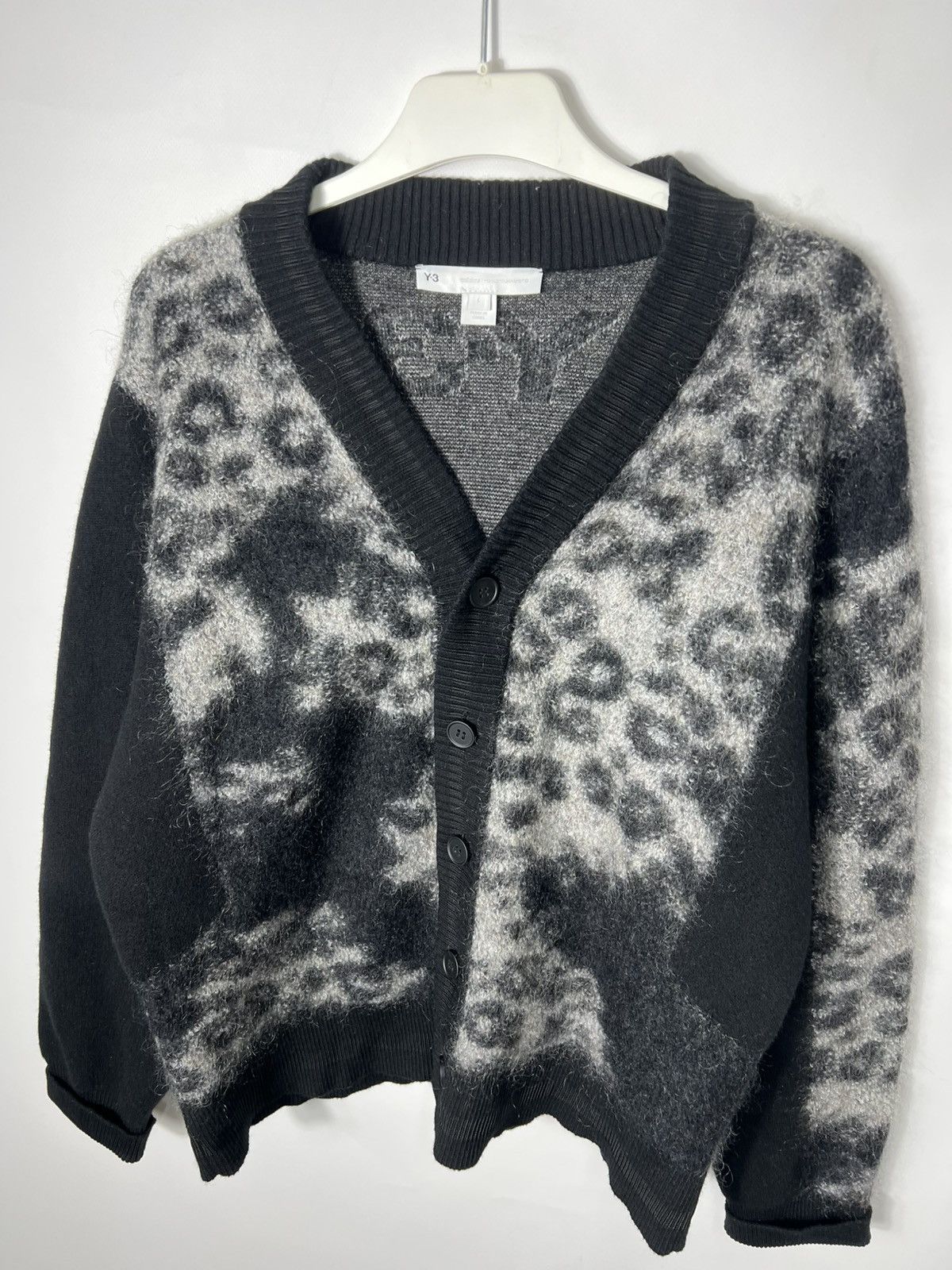 Adidas × Y's Vintage Adidas Yohji Yamamoto Y-3 Mohair Leopard Cardigan Size US L / EU 52-54 / 3 - 2 Thumbnail
