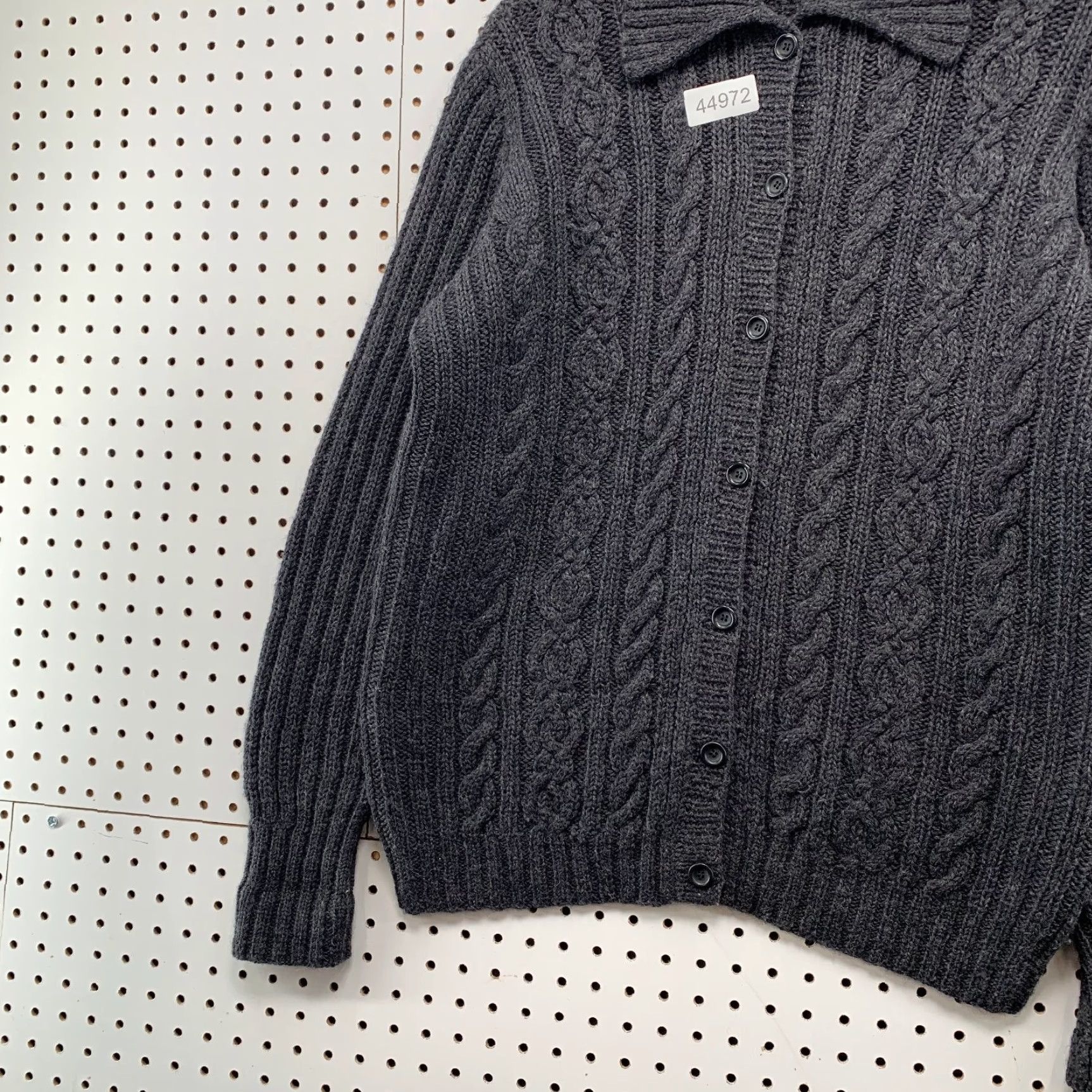 J.Crew VINTAGE J.CREW Cardigan Sweater Womens L Gray 90s Cable Knit Button Wool Cardigan Size L / US 10 / IT 46 - 3 Thumbnail