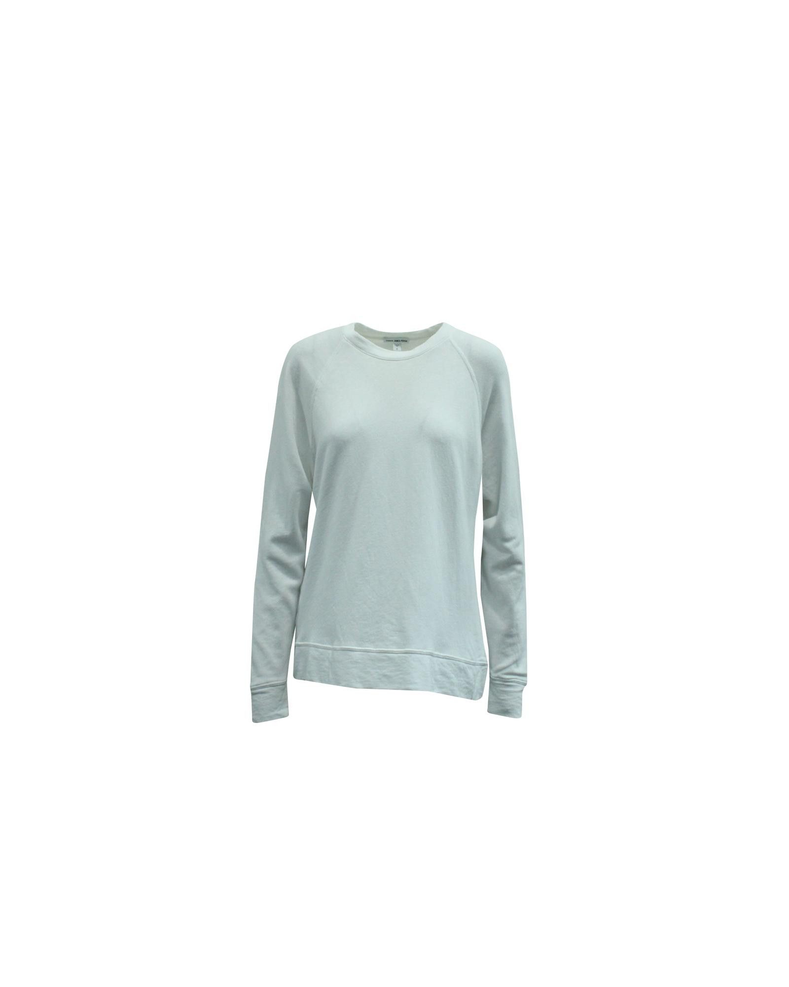 image of James Perse French-Terry Cotton Crewneck Sweatshirt in White, Women's (Size XS)