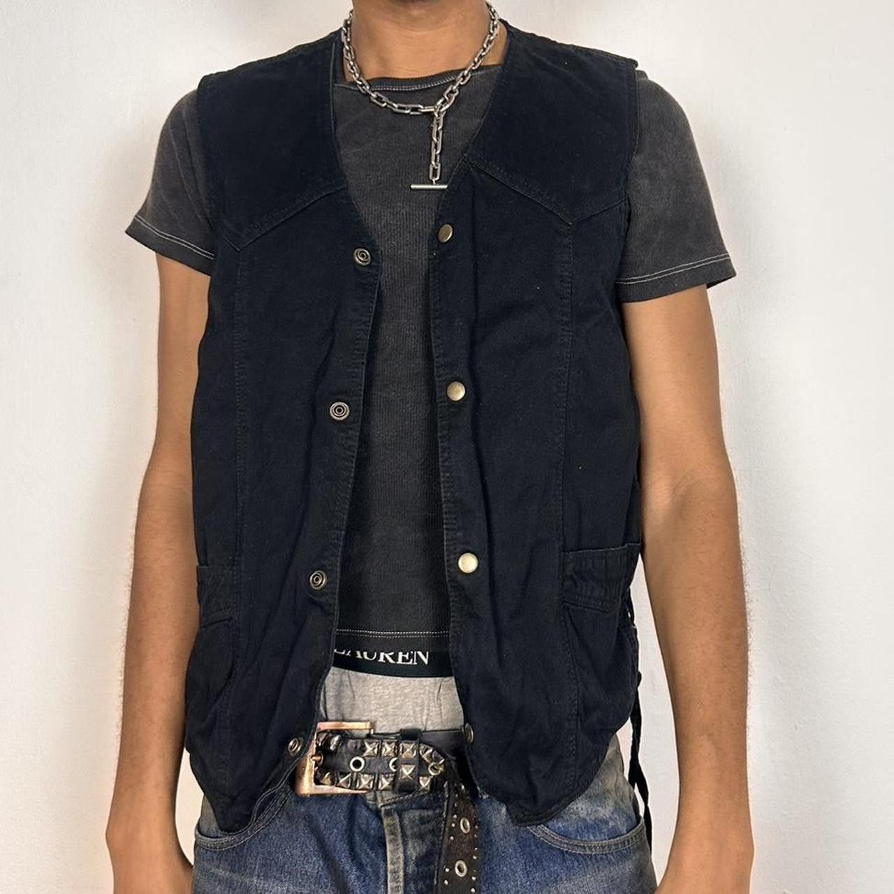 Vintage Vintage Black Denim Biker Vest - Large Size US L / EU 52-54 / 3 - 1 Thumbnail