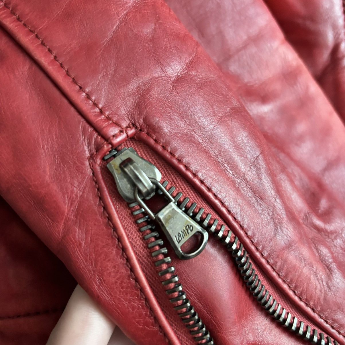 Vintage Vintage 1973 Italy Moto Real Red Leather Jacket Lampo Zip Size US M / EU 48-50 / 2 - 4 Thumbnail