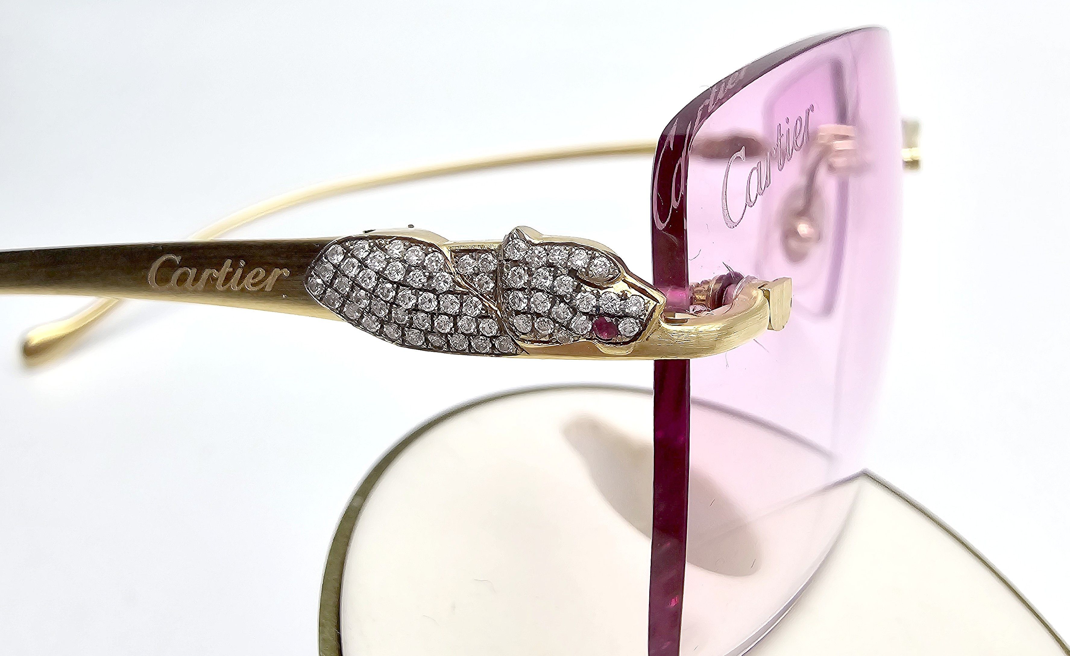 Cartier Cartier Rimless Custom Diamond Gold Sunglasses Size ONE SIZE - 9 Thumbnail