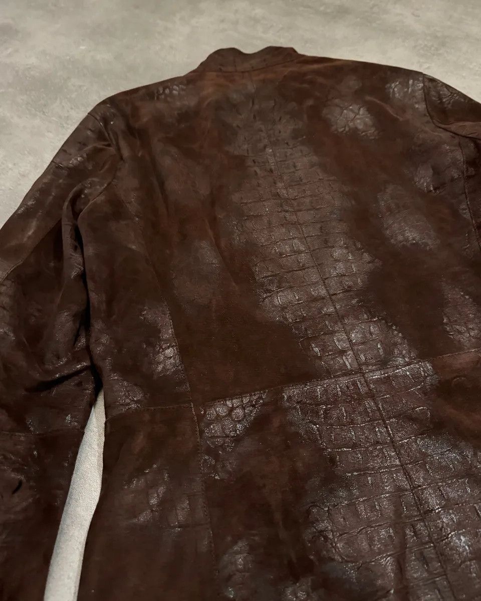 Emporio Armani FW2005 Emporio Armani Brown Crocodile Effect Textured Leather Jacket Size US M / EU 48-50 / 2 - 8 Thumbnail