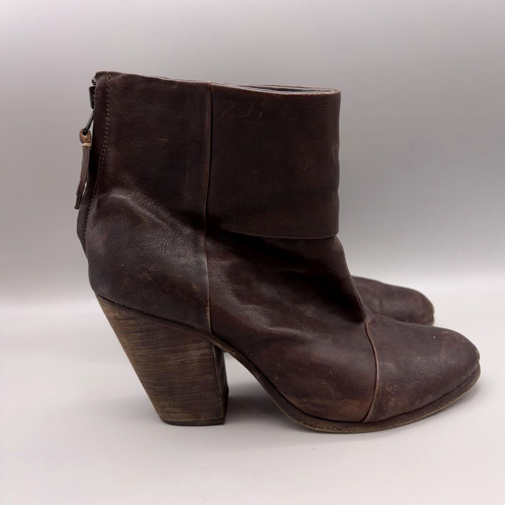 Rag & Bone Rag & Bone Brown Leather Ankle Booties Block Heel Zip Boot Womens Size 9 Size US 9 / IT 39 - 6 Thumbnail