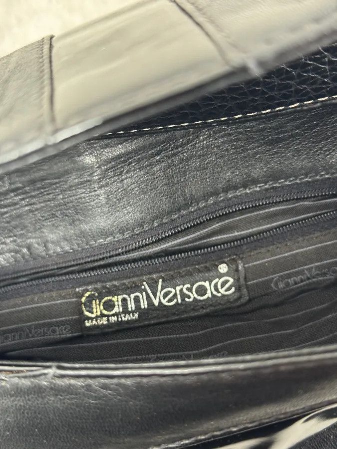 Vintage 1990s Versace Black Lines Leather Handle Bag Size ONE SIZE - 7 Thumbnail