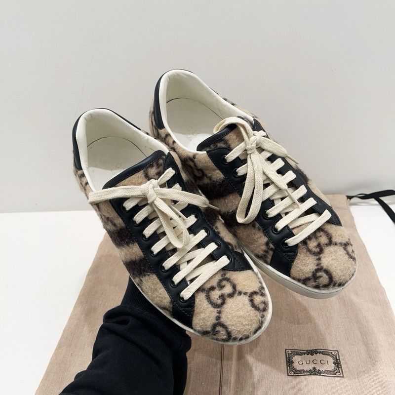 Gucci Gucci Wool Logo Sneakers in Dark Wood Color - Size US 9.5 / EU 42-43 - 3 Thumbnail