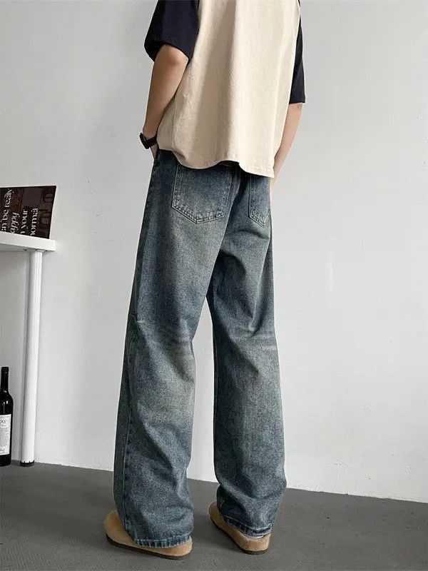 Japanese Brand Retro loose washed straight leg jeans Size US 32 / EU 48 - 4 Thumbnail