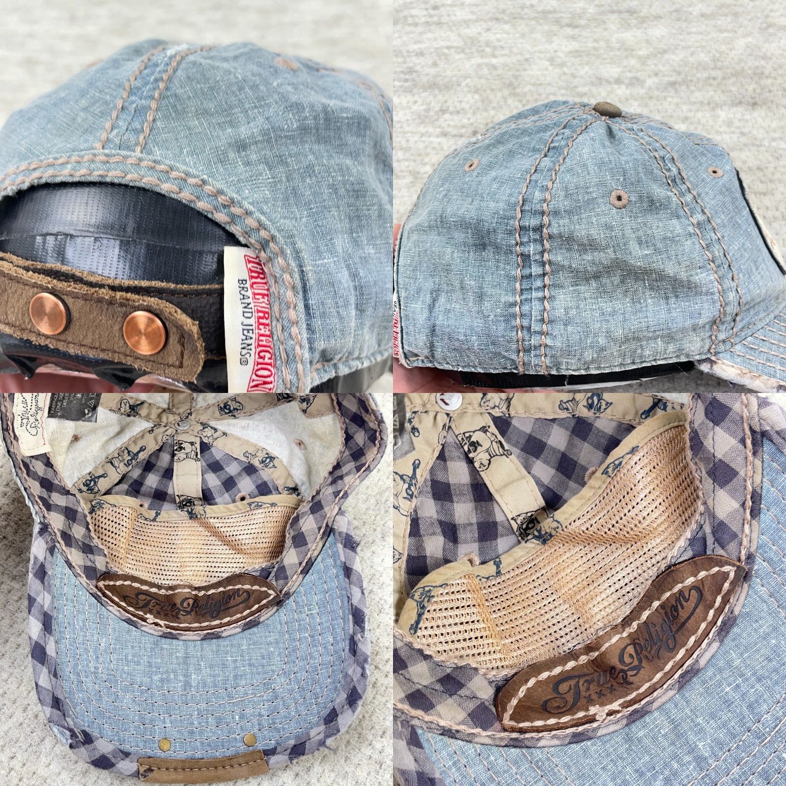 True Religion VINTAGE True Religion Hat Cap Strap Back Buddha Patch Distressed Y2K Size US 35 - 8 Thumbnail