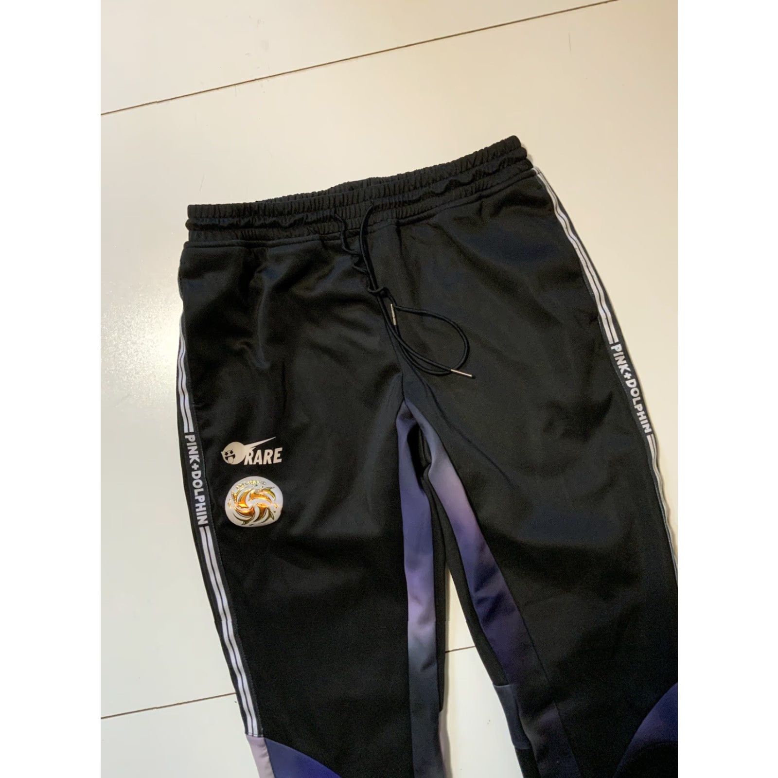 Vintage Pink Dolphin Fly Legends Rare Northern Lights Black Slim Fit Track Pants Sz. M Men Slim Activewear Pants Regular Size M Black Mens Size US 31 - 5 Thumbnail