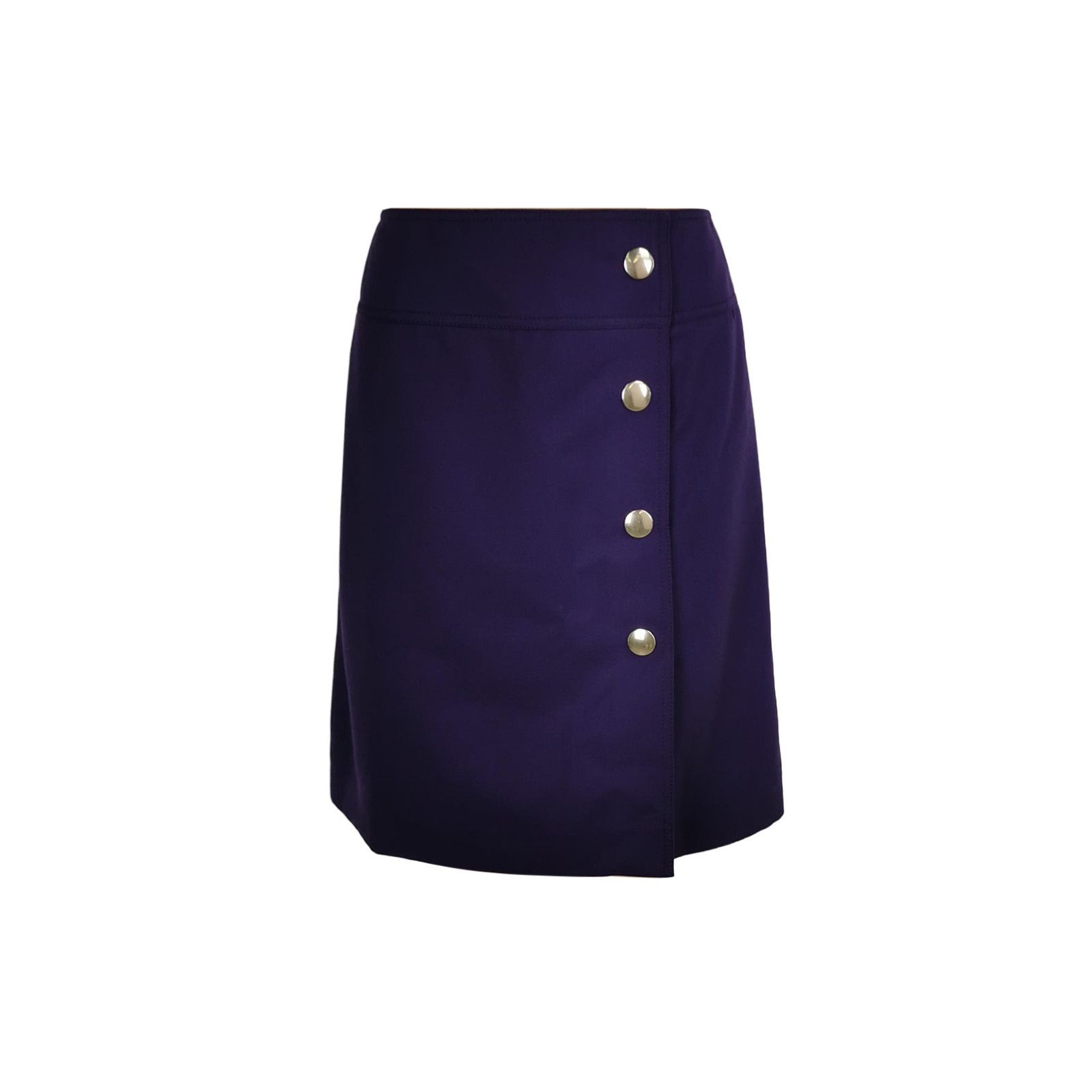 Prada Prada Purple Wool Skirt with Button Detail 0089 Size 38" / US 16 / IT 52 - 1 Thumbnail
