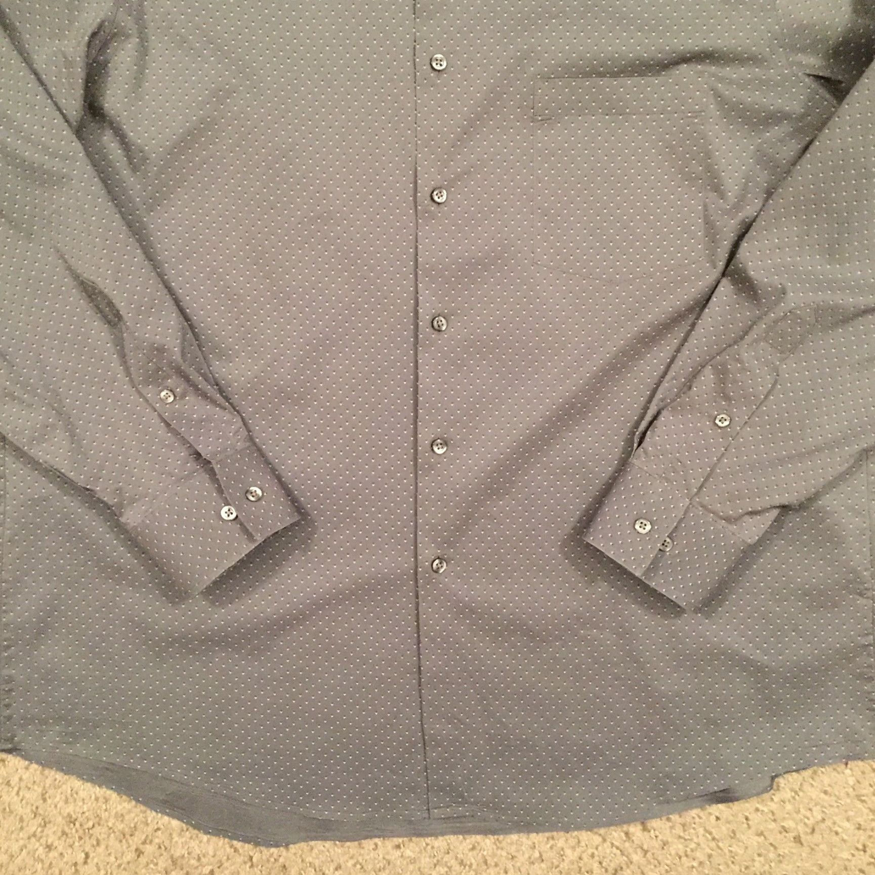 Van Heusen VAN HEUSEN Shirt Mens 17 Gray Geometric Long Sleeve Button-Up Stretch Size US XL / EU 56 / 4 - 4 Thumbnail