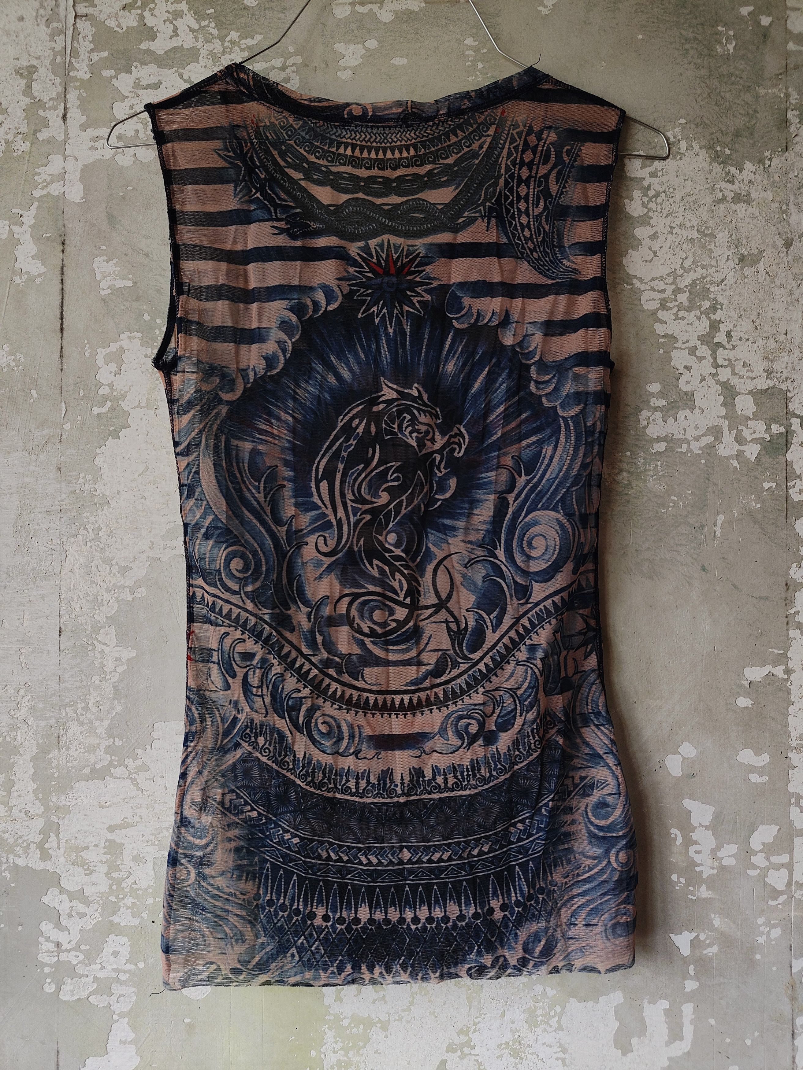 Jean Paul Gaultier × Vintage Vintage Jean Paul Gaultier mesh tank top blouse print Size S / US 4 / IT 40 - 2 Thumbnail