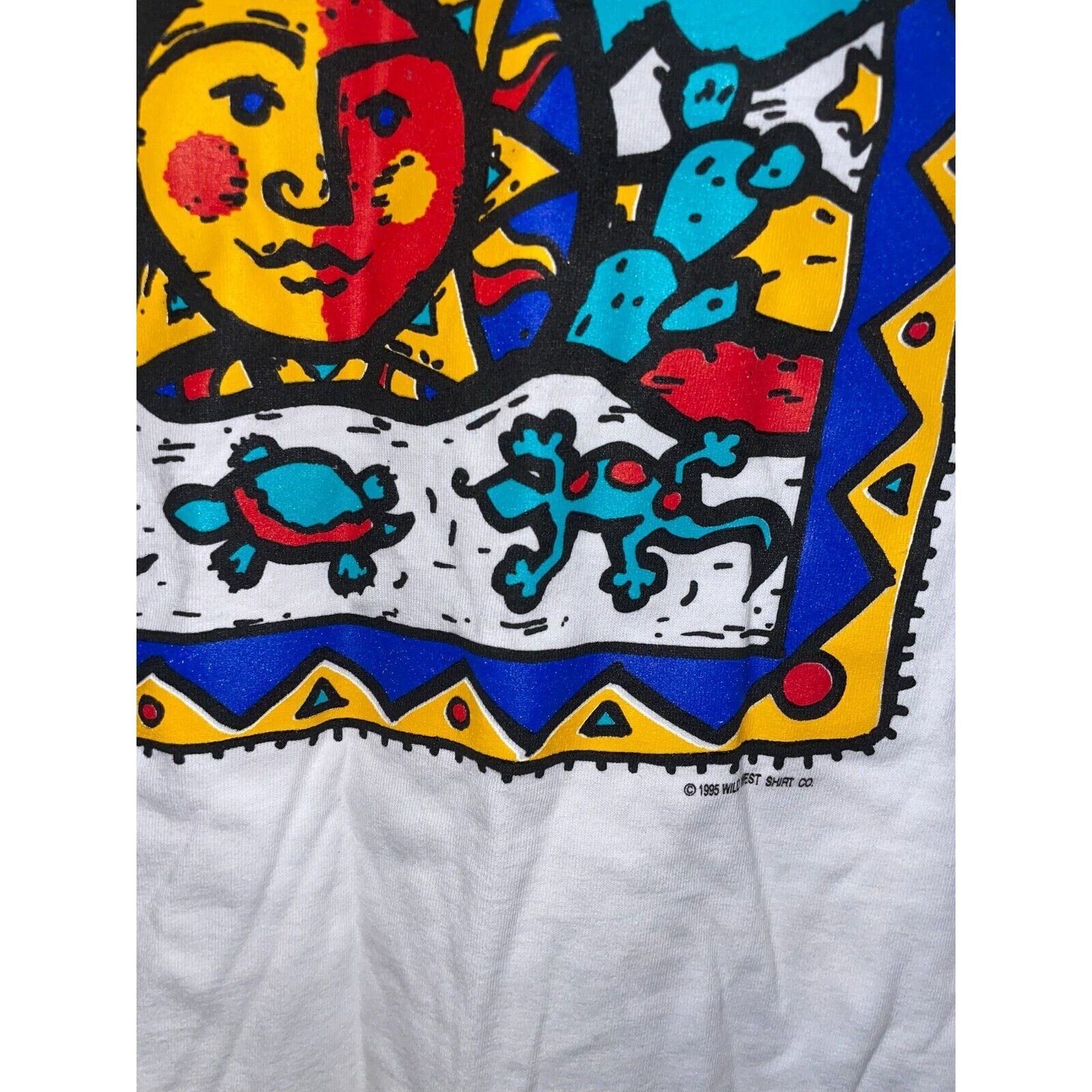 Jerzees Vintage Desert Shirt Western Cactus Sun Print White L Tee Size US L / EU 52-54 / 3 - 6 Thumbnail