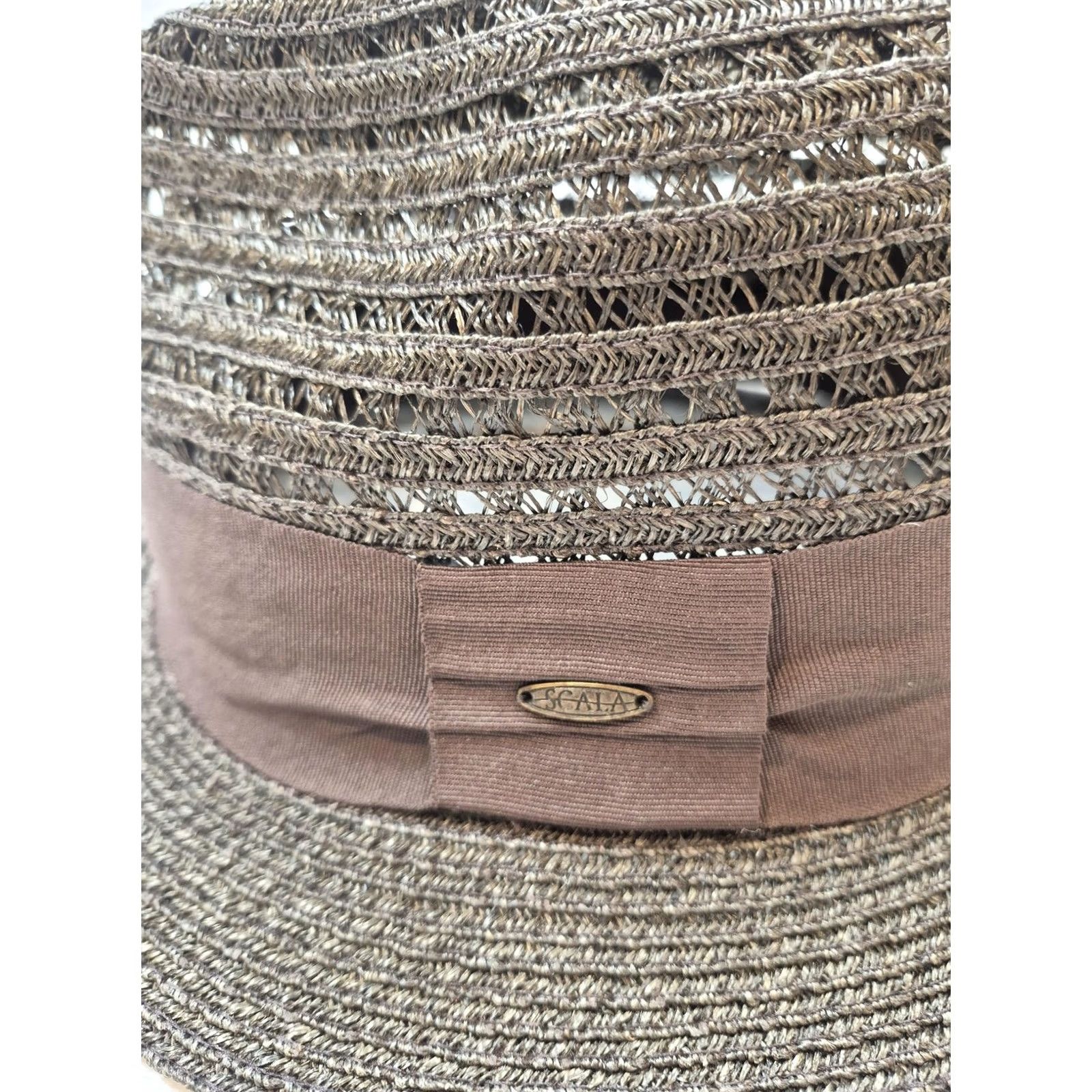 Vintage VINTAGE Scala Fedora Hat Trilby Fitted Mens L Brown Straw Breathable Lightweight Summer Size ONE SIZE - 3 Thumbnail