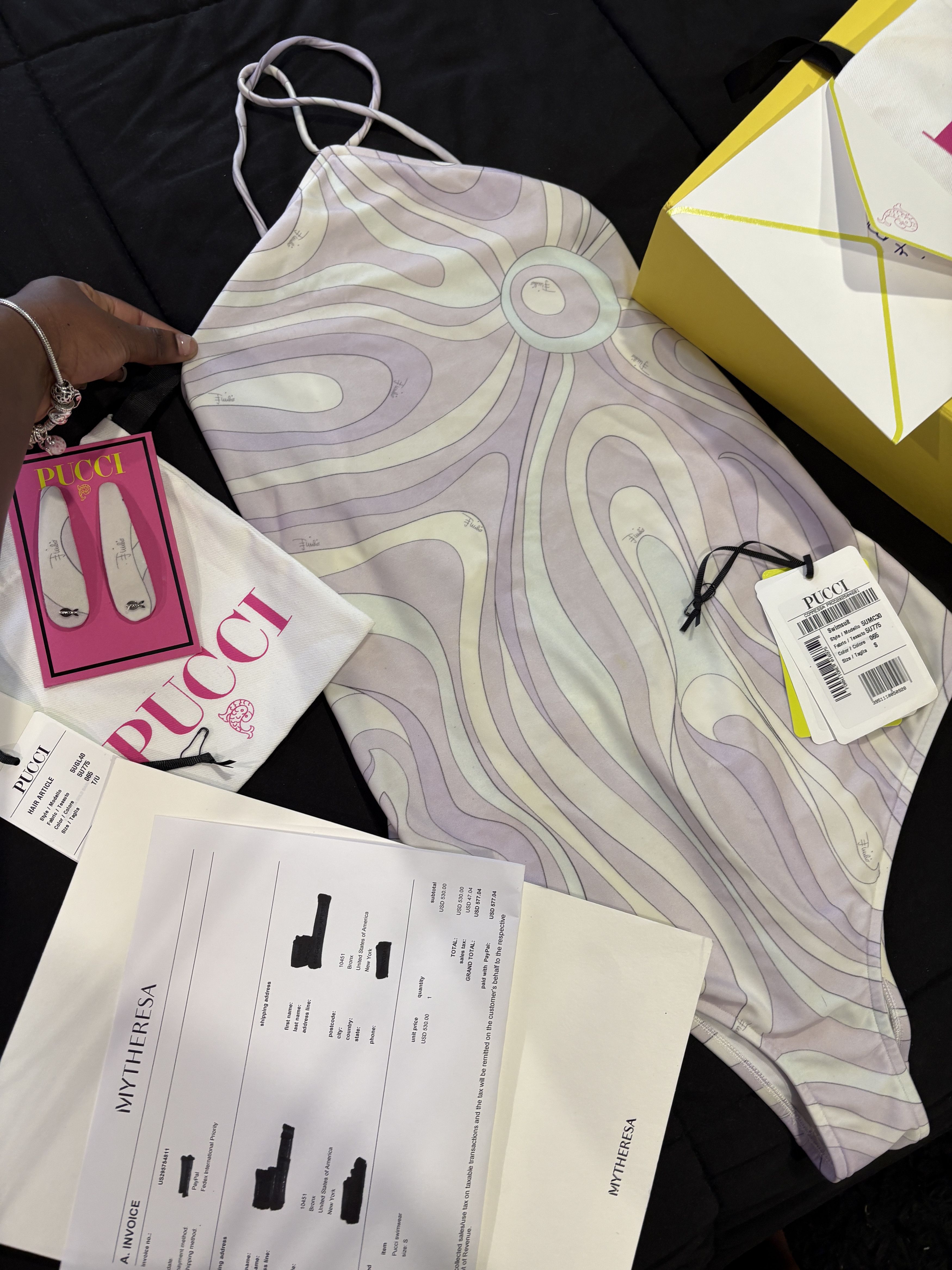 Emilio Pucci Emilio PUCCI Marmo Print Bathing Suit SMALL w/ Hair Clips Size S / US 4 / IT 40 - 1 Thumbnail