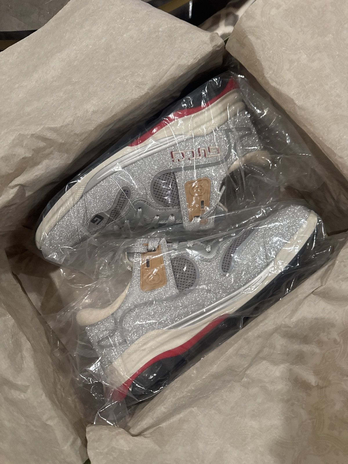 Gucci Gucci Ultrapace Glitter Sneakers Silver Mesh Size US 8 / EU 41 - 2 Thumbnail