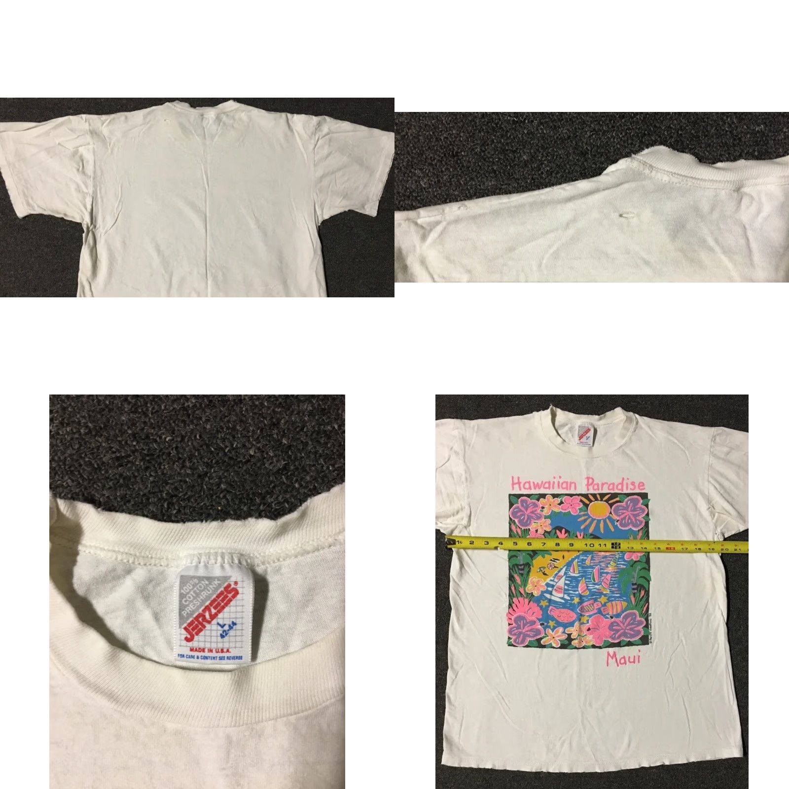 Paradise VINTAGE 90s Maui Hawaii Paradise Distress Shirt S White Beach Grunge Surf Art T-Shirt Mens Small Single Stitch Kawaii? Size US S / EU 44-46 / 1 - 9 Thumbnail