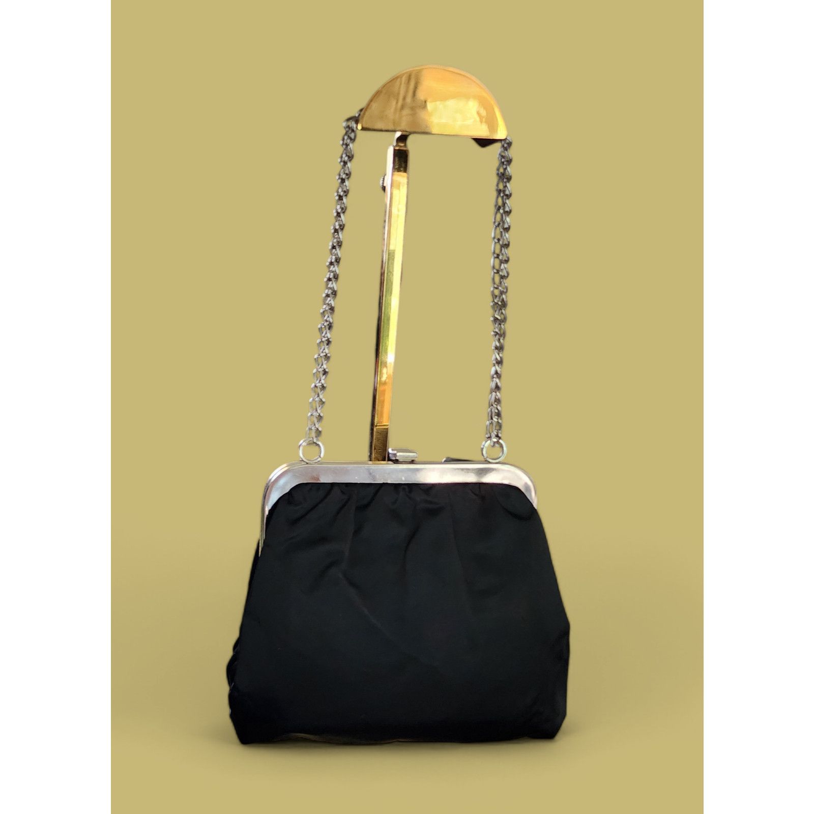Adam Levine Vtg H Levine Satin Scallop Framed Satchel Chain Strap Purse Size ONE SIZE - 2 Thumbnail