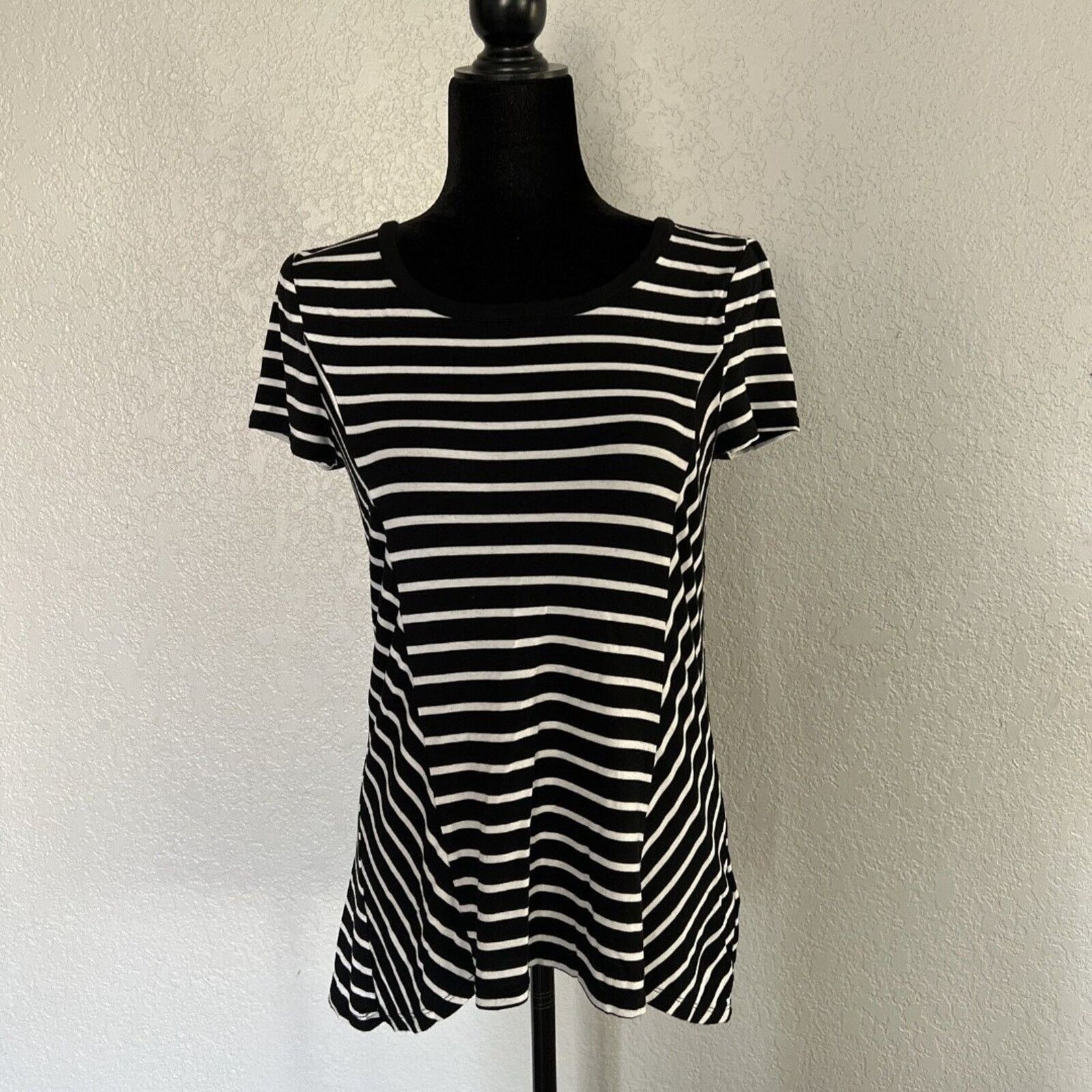Other Cable & Gauge Top Short Sleeve Blouse Small Black Striped Size S / US 4 / IT 40 - 1 Thumbnail
