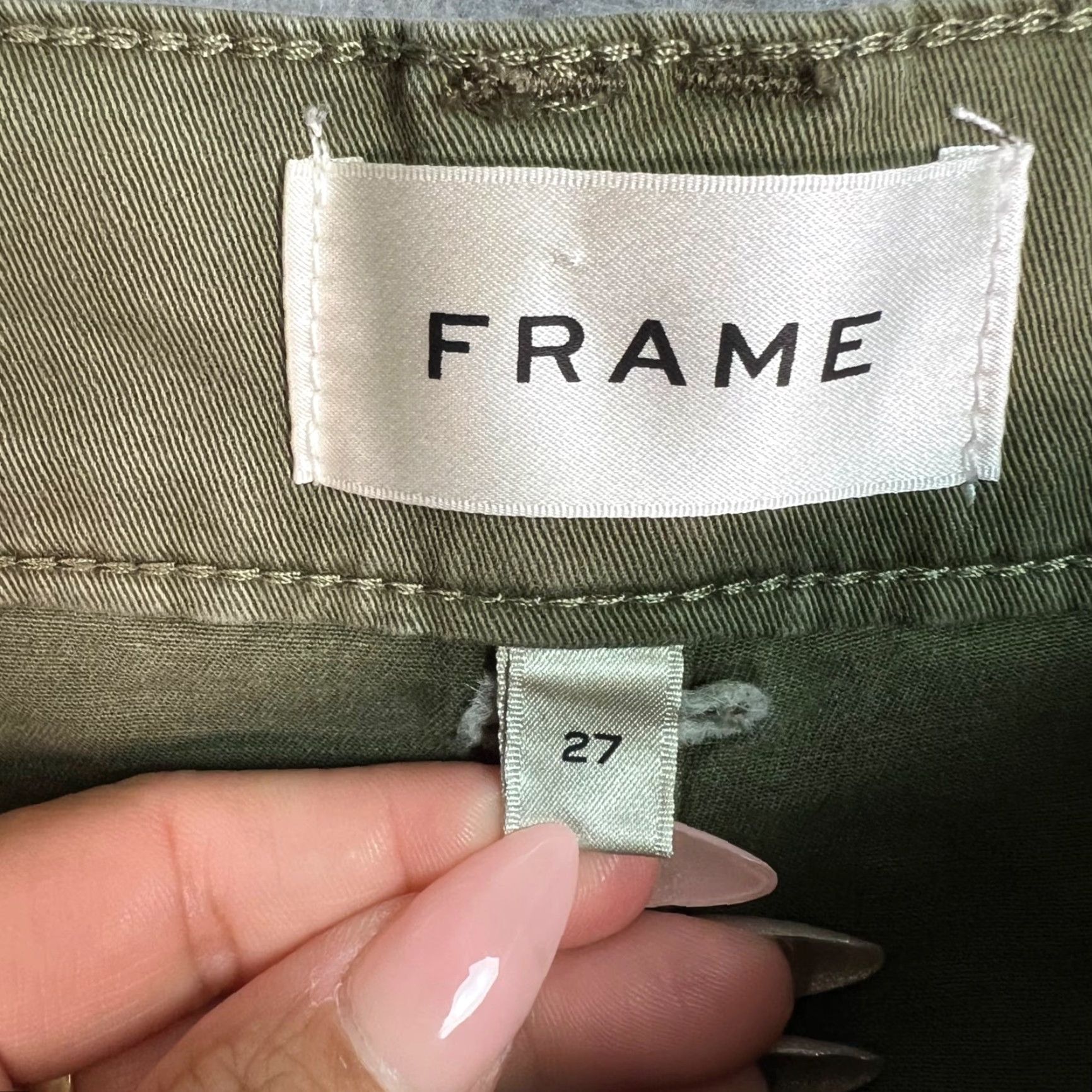Frame VINTAGE FRAME Womens Cargo Pants 27 Green Cotton Elastane High-Rise Straight Leg Size 27" / US 4 / IT 40 - 3 Thumbnail