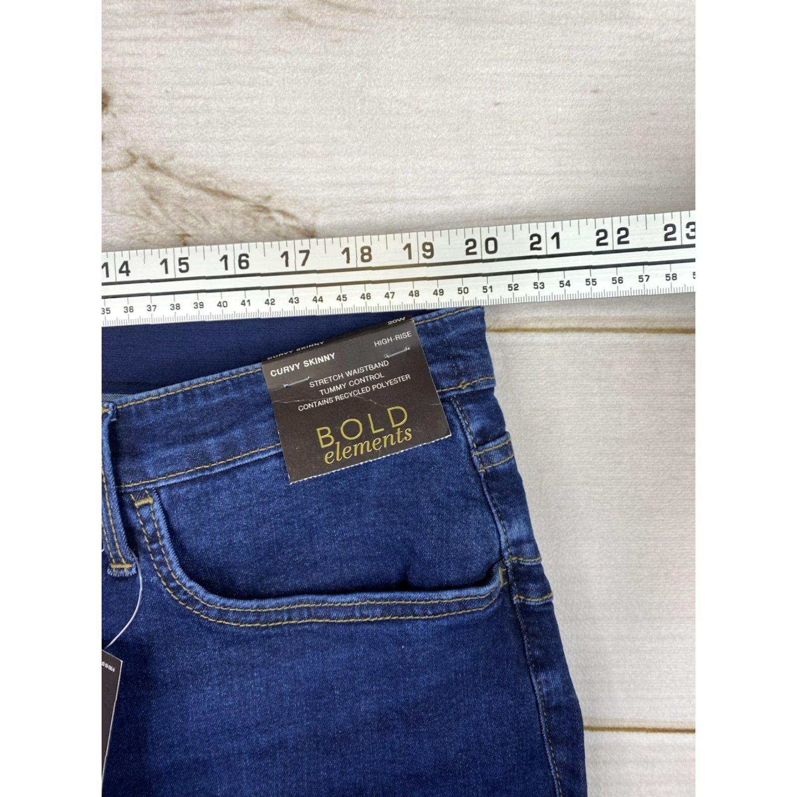Vintage ELEMENTS Jeans Women 20W Dark Wash Skinny High Rise 5-Pocket Denim NWT Blue 90s Theme Slimming Stretch Vintage No N/A Size 42" / US 20 - 4 Thumbnail