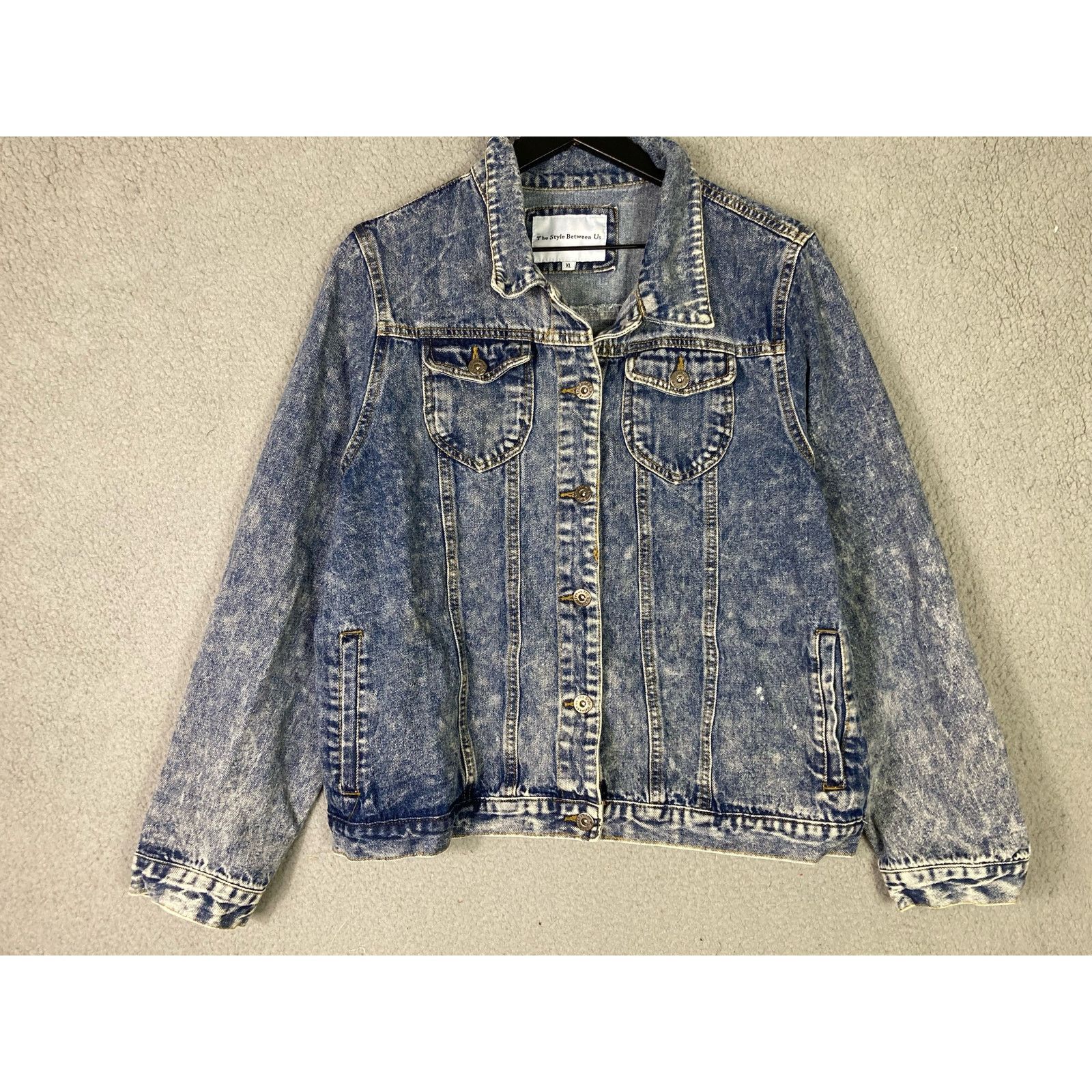 Other Denim Jacket Acid Wash Womens XL Cropped Stylish Comfortable Size XL / US 12-14 / IT 48-50 - 7 Thumbnail