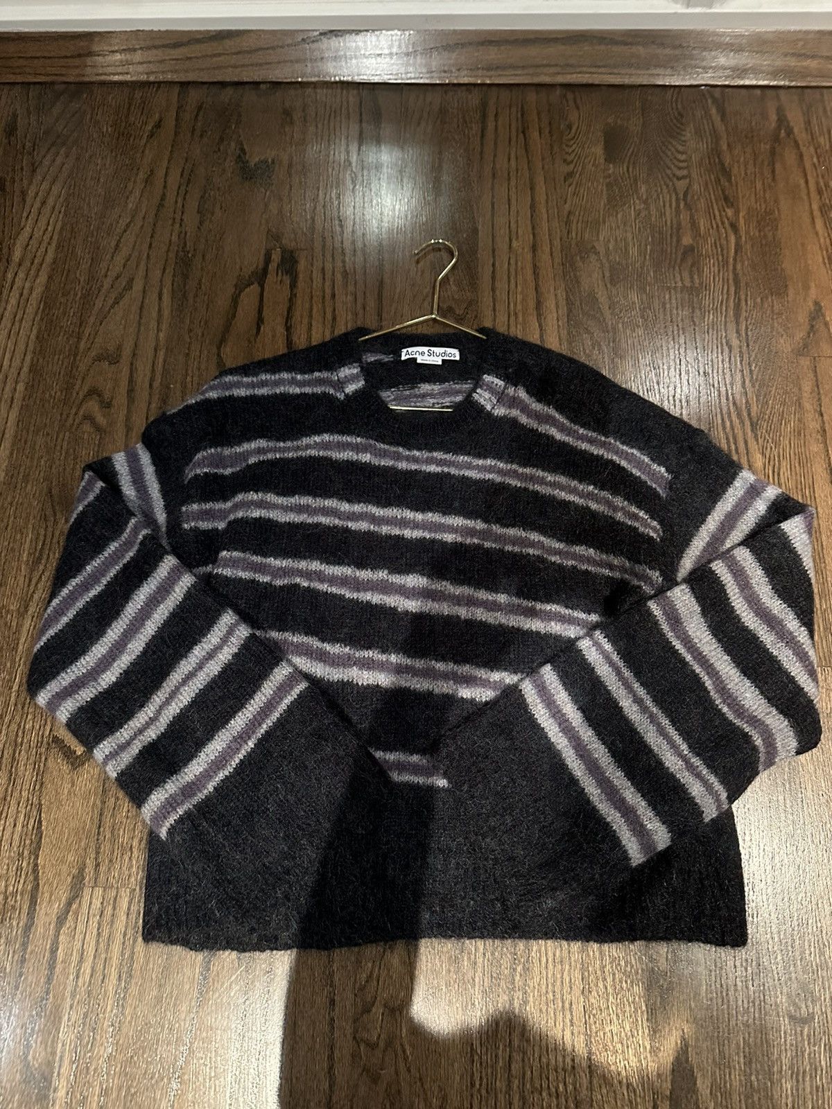 Acne Studios Acne Studios Striped Crewneck Jumper ‘Purple/Black’ Size US S / EU 44-46 / 1 - 1 Thumbnail