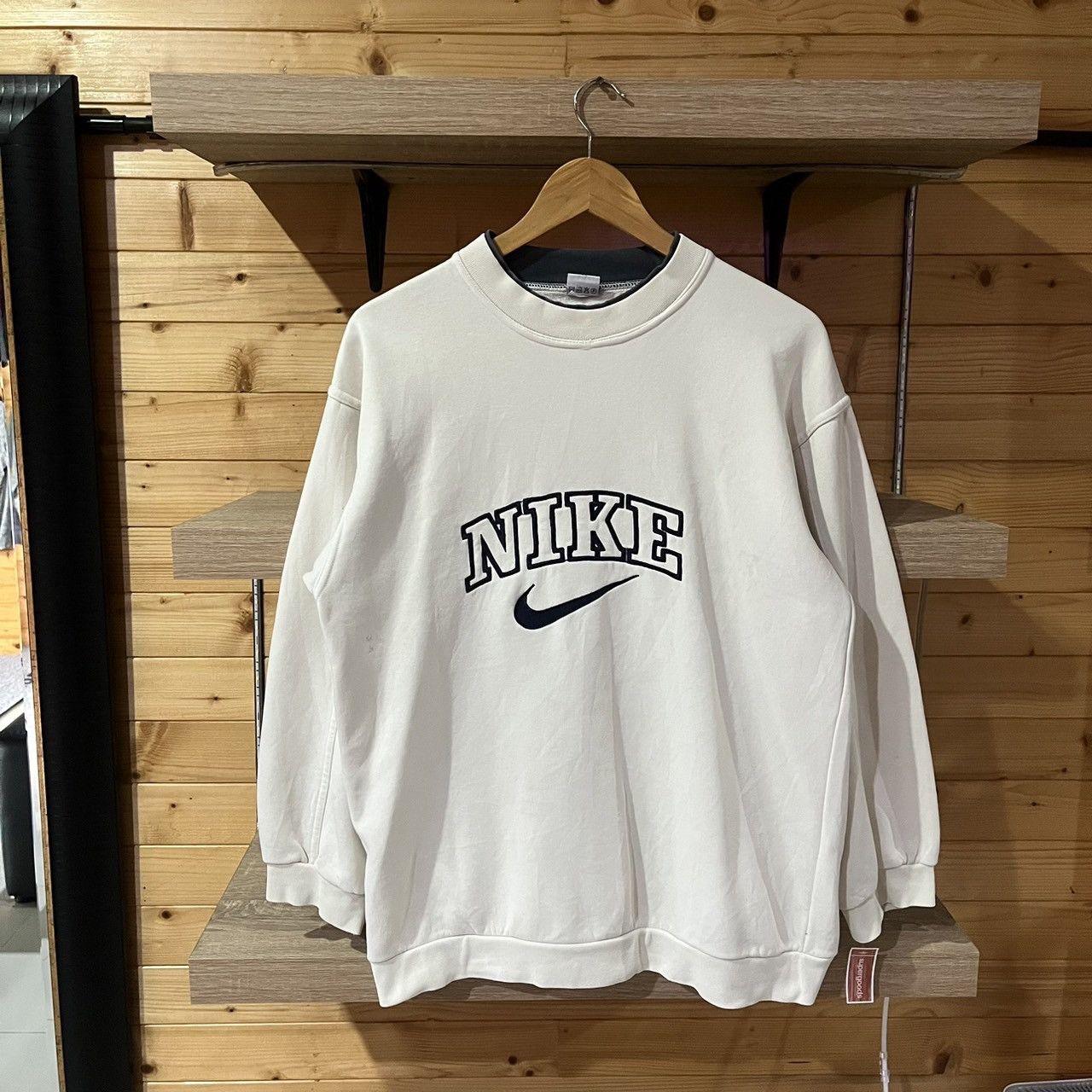 Vintage nike spellout sweatshirt in cream sale