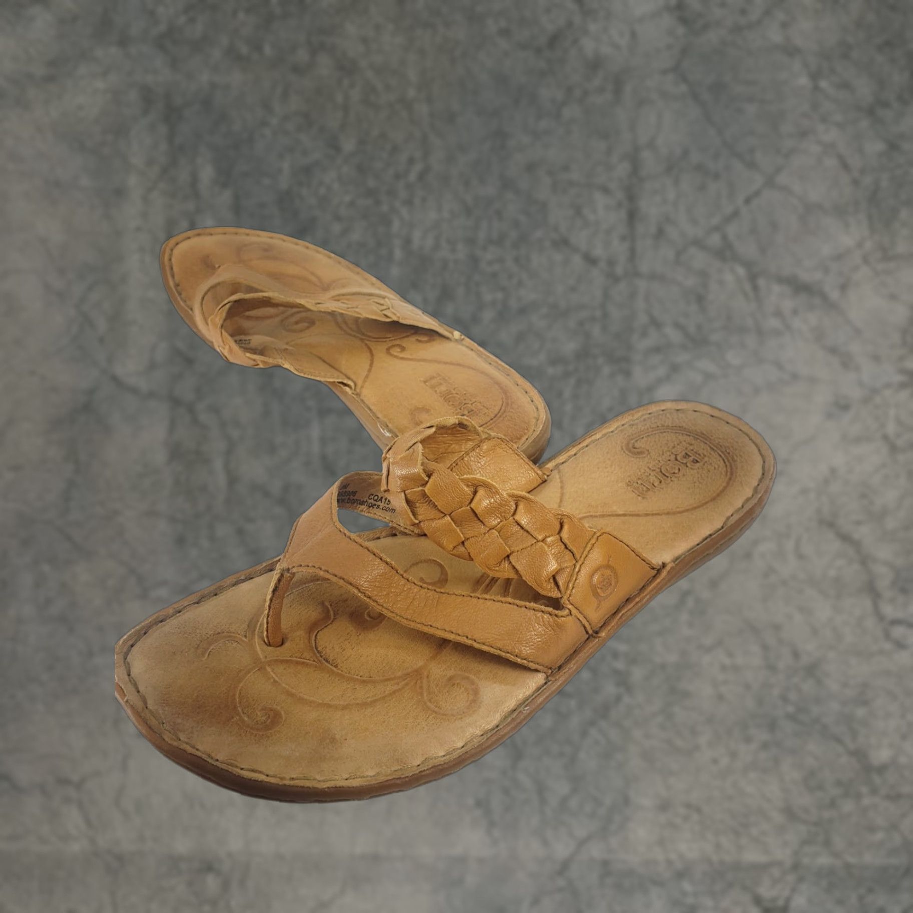 Born Born Sandals Women’s 8M Tan Leather Slide Wedge Latigo Straps Bohemian Logo Casual Sandal Menus? Size US 8 / IT 38 - 1 Thumbnail