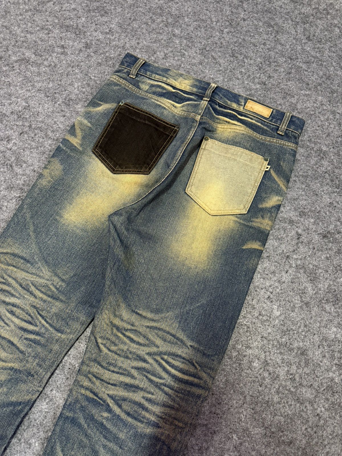 Japanese Brand Joge Martin Japan Mud Wash Rusty Patchwork Tapered Jeans Size US 31 - 12 Thumbnail