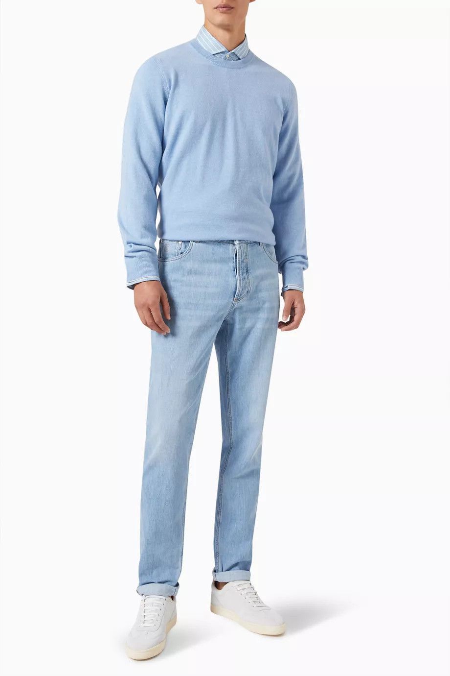 Brunello Cucinelli o1y0526 Crewneck Sweater in Light Blue Size US L / EU 52-54 / 3 - 2 Thumbnail