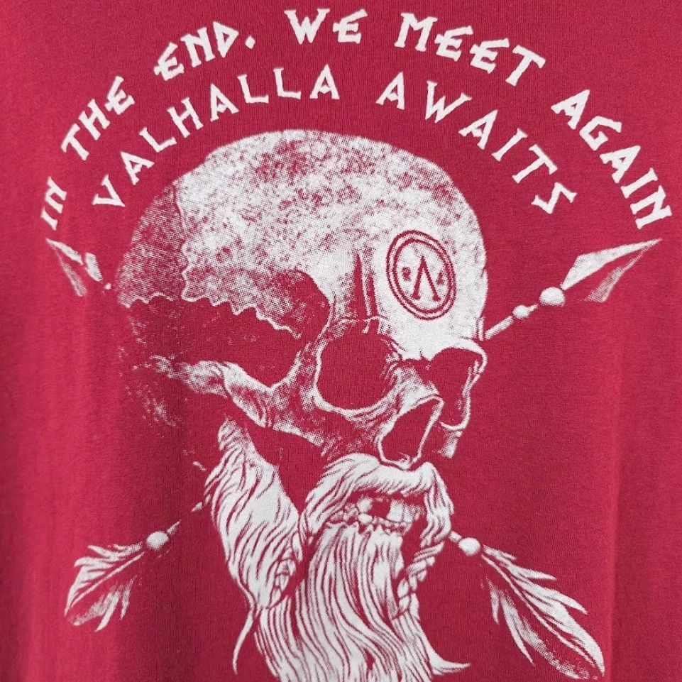 Vintage VINTAGE Valhalla Awaits T Shirt Mens Size Large Red 5.56 High Ready Tactical Skull Size US L / EU 52-54 / 3 - 3 Thumbnail