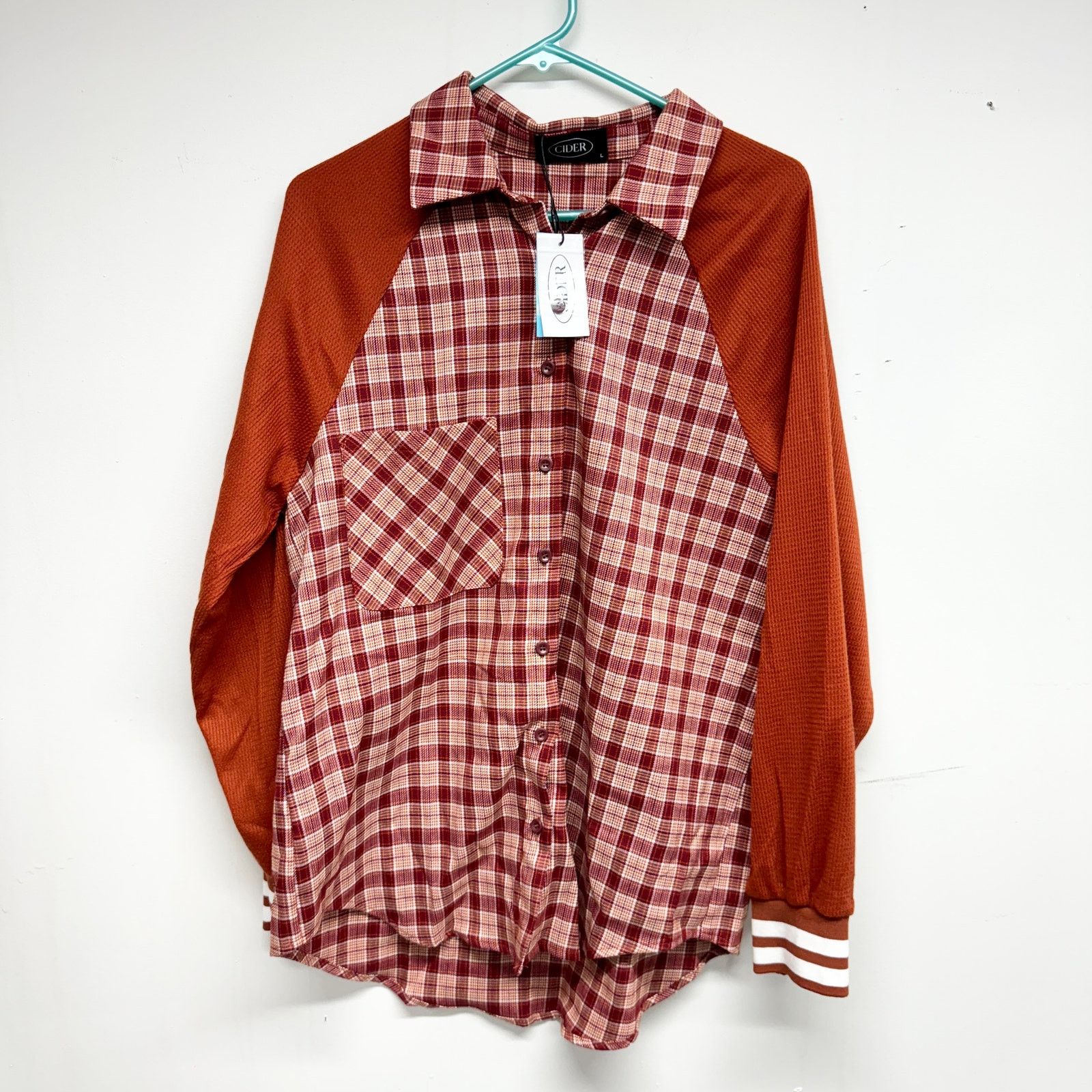Cider Coder Women Red Plaid Pattern Button Down Jacket Size Large Size L / US 10 / IT 46 - 2 Thumbnail