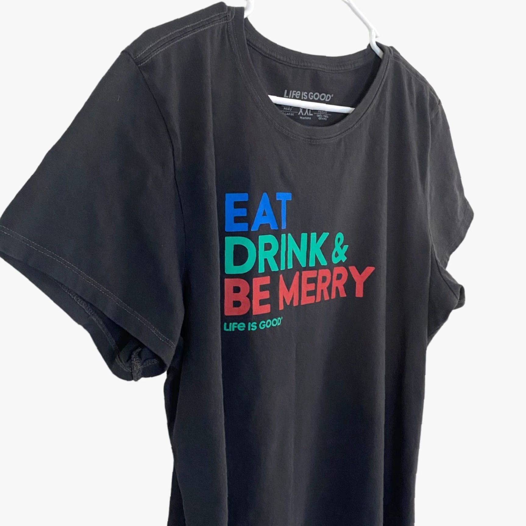 Life is Good VINTAGE LIFE IS GOOD Eat Drink & Be Merry Crusher T Shirt Christmas Black Womens XXL Size XXL / US 16-18 / IT 52-54 - 7 Thumbnail