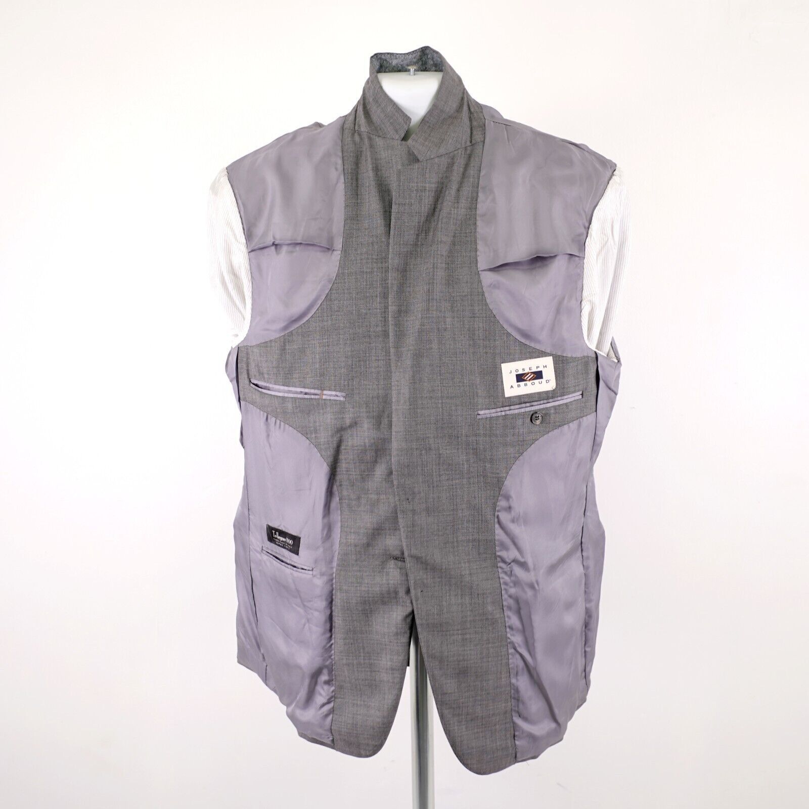 Joseph Abboud Joseph Abboud Tollegno 1900 Super 120s Wool Gray Sharkskin 4 Size 42R - 11 Thumbnail