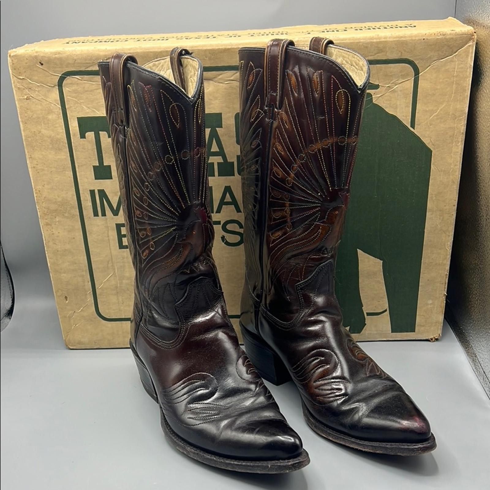 Designer Texas Imperial rainbow peacock cowboy boot Size US 9 / EU 42 - 1 Thumbnail