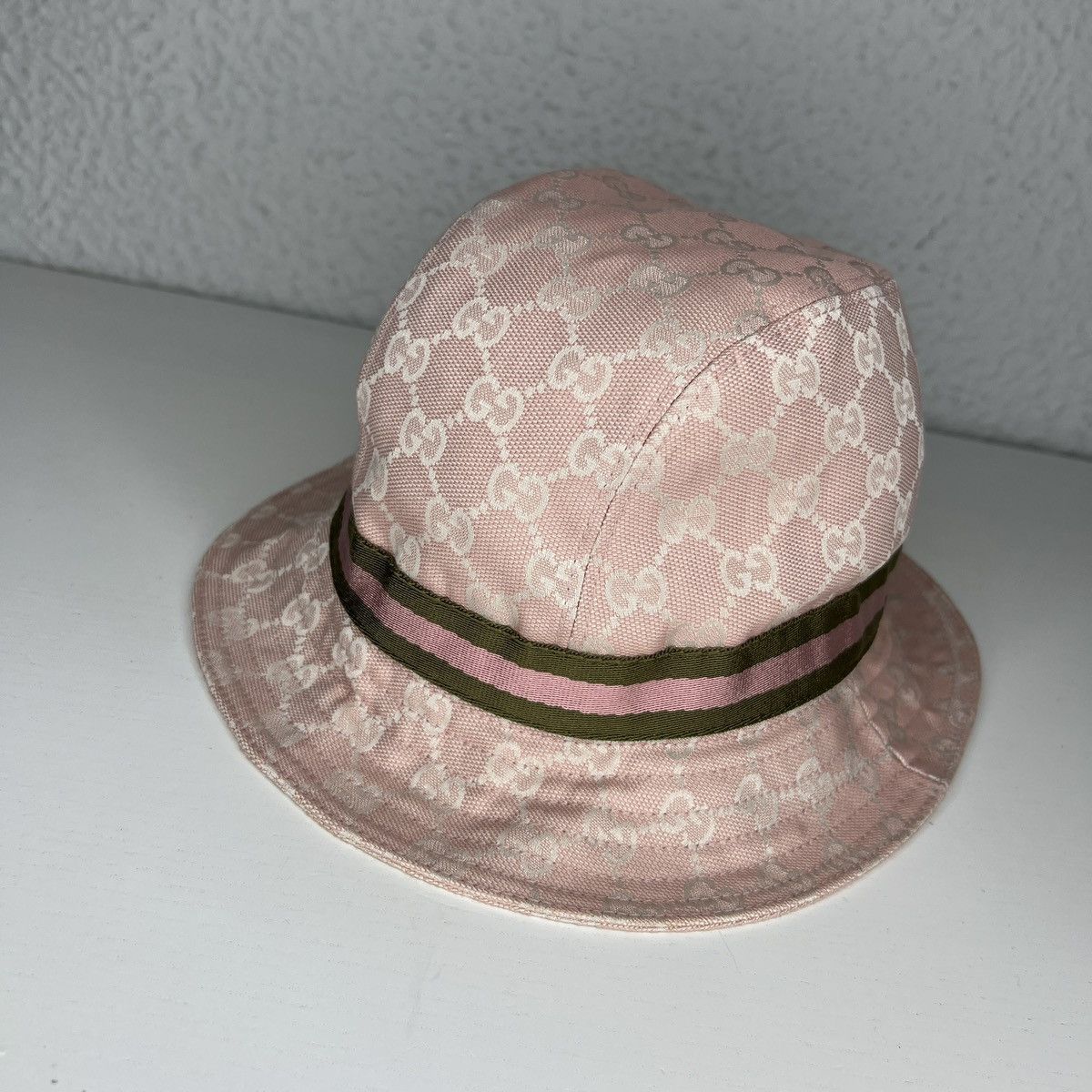 Gucci 🔥Rare Colour🔥Vintage Gucci Bucket Hat Monogram Pink White Size ONE SIZE - 3 Thumbnail