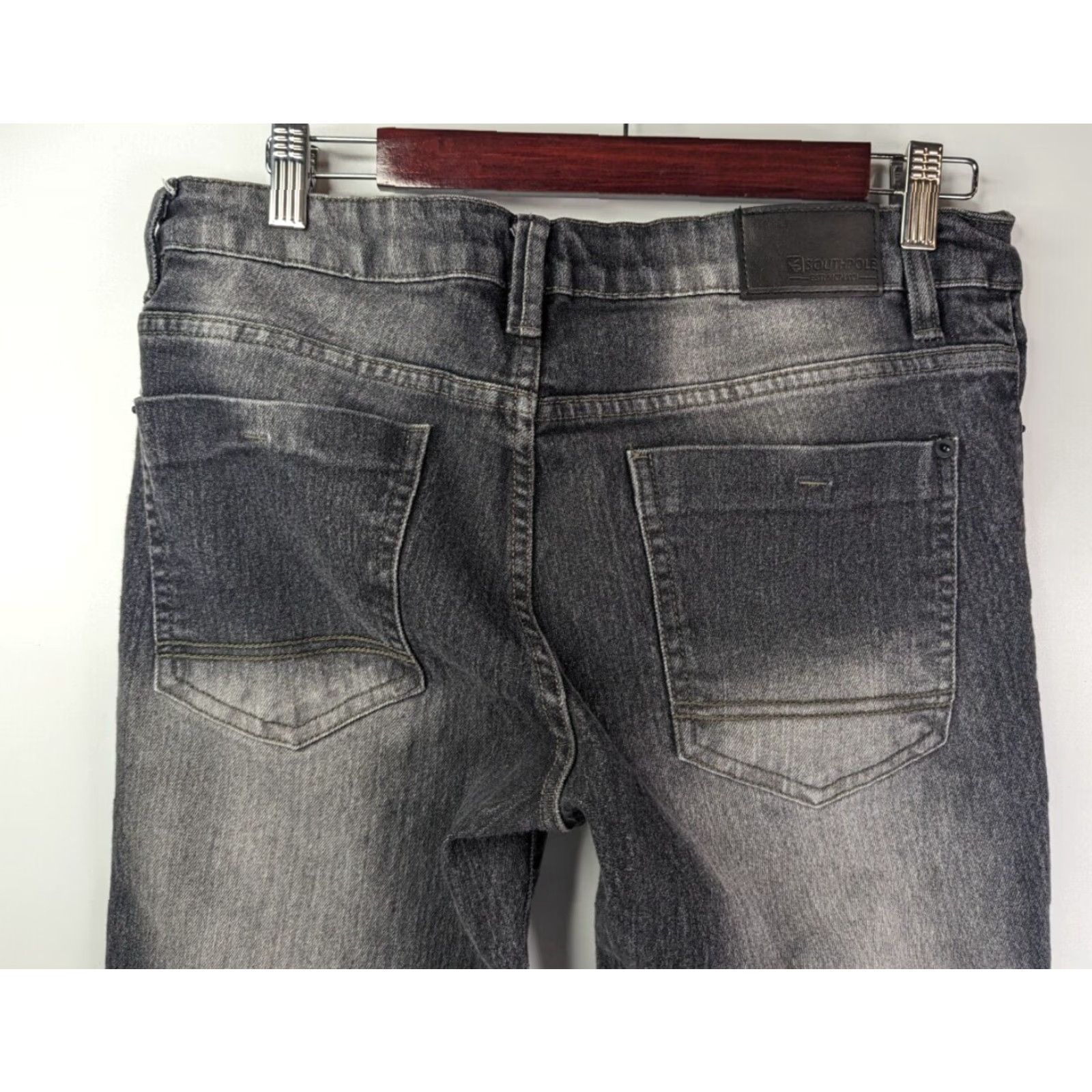Southpole Southpole Jeans Mens 32x30 Skinny Black Stretch Distressed Paneled Moto Stacked Jeans Size US 32 / EU 48 - 5 Thumbnail