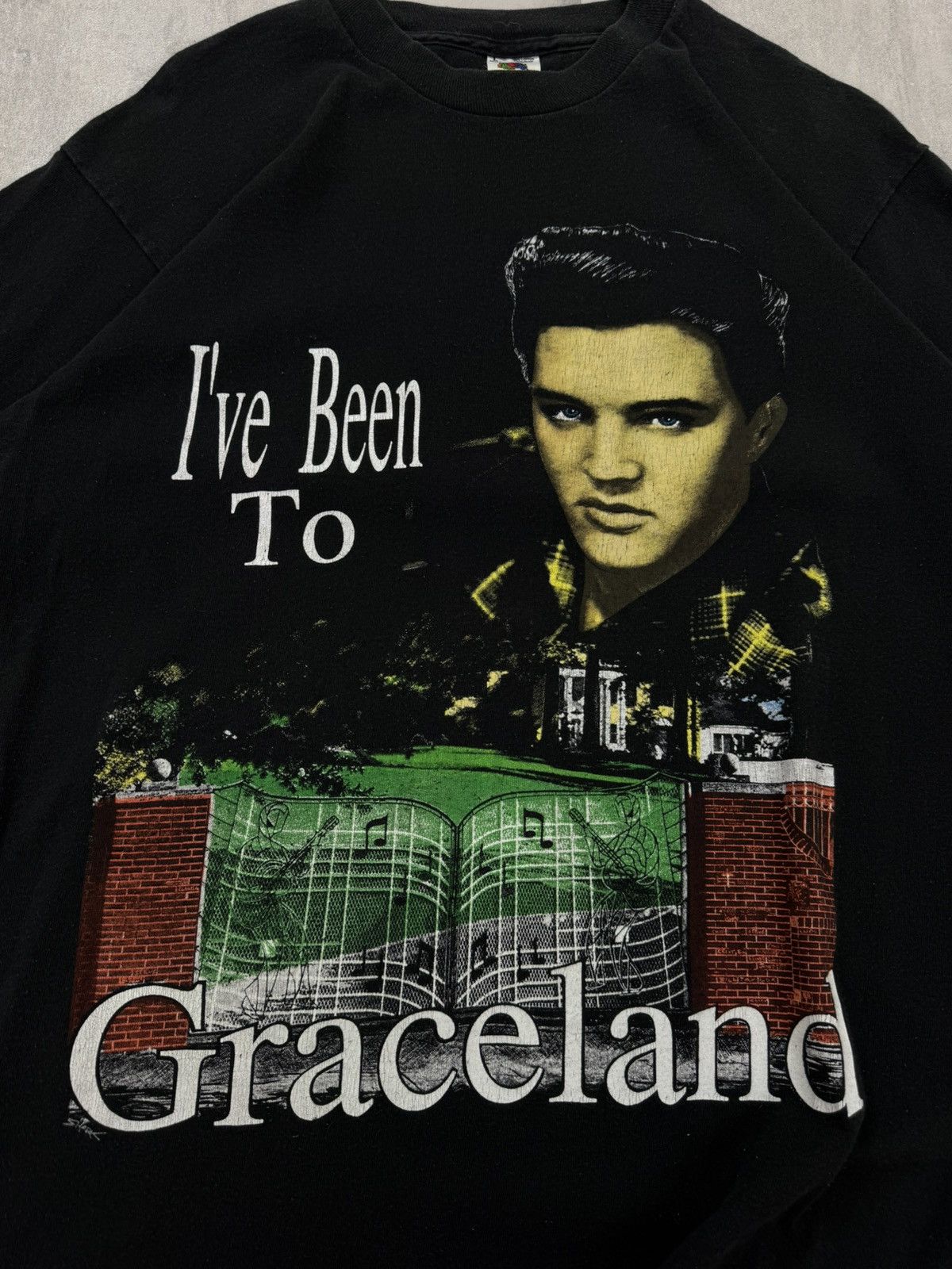 Fruit Of The Loom × Vintage VTG Fruit of the Loom I’ve Been Too Graceland Elvis Presley Size US L / EU 52-54 / 3 - 2 Thumbnail