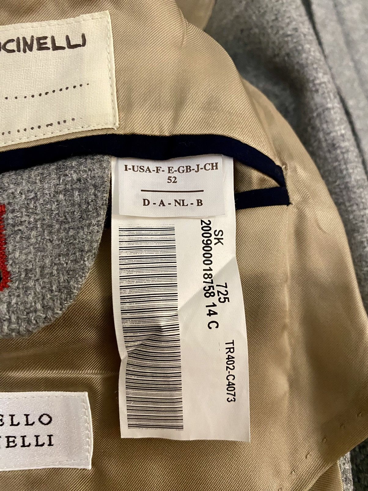 Brunello Cucinelli Brunello Cucinelli 🇮🇹 grey wool/cashmere logo blazer 52 NEW Size 42R - 14 Thumbnail