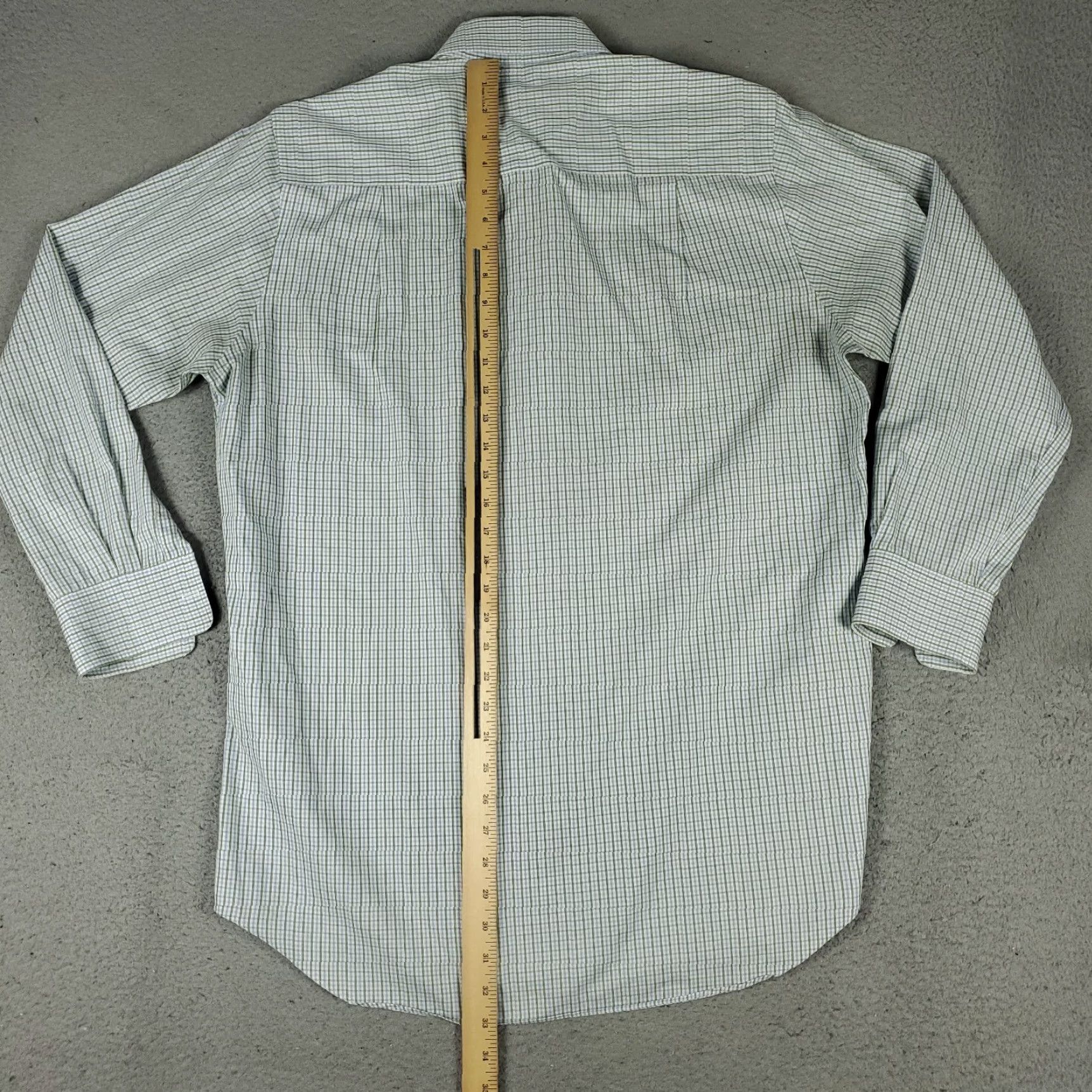 David Donahue David Donahue Shirt Mens 16.5 Green Check Dress Button Up Long Sleeve Size 46R - 3 Thumbnail