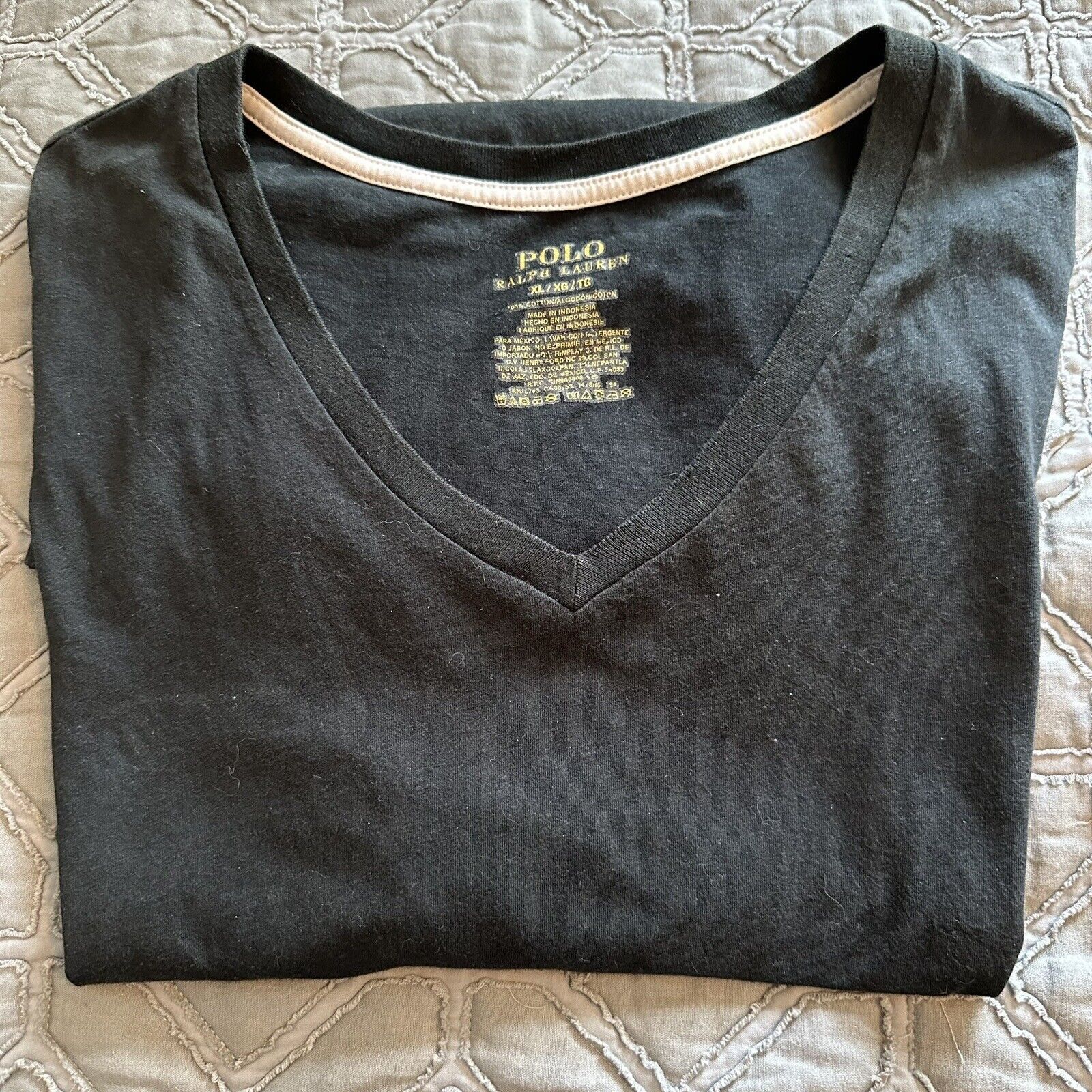 Polo Ralph Lauren Polo Ralph Lauren Black Tee V-Neck Size XL Cotton White Pony Size US XL / EU 56 / 4 - 10 Thumbnail