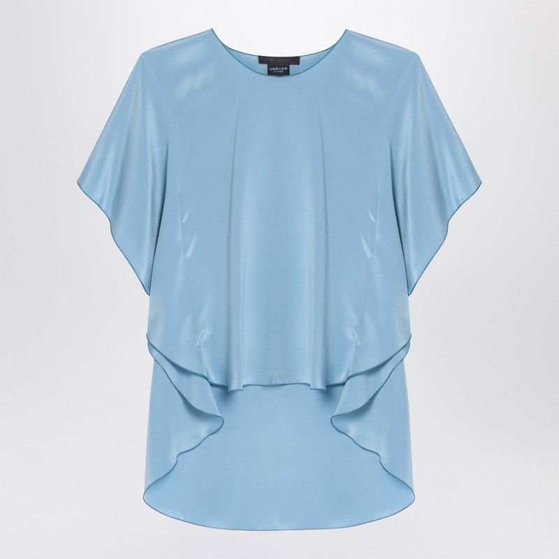 Max Mara Max Mara Pianoforte Light Blue Flowy Silk Blouse Size S / US 4 / IT 40 - 1 Thumbnail
