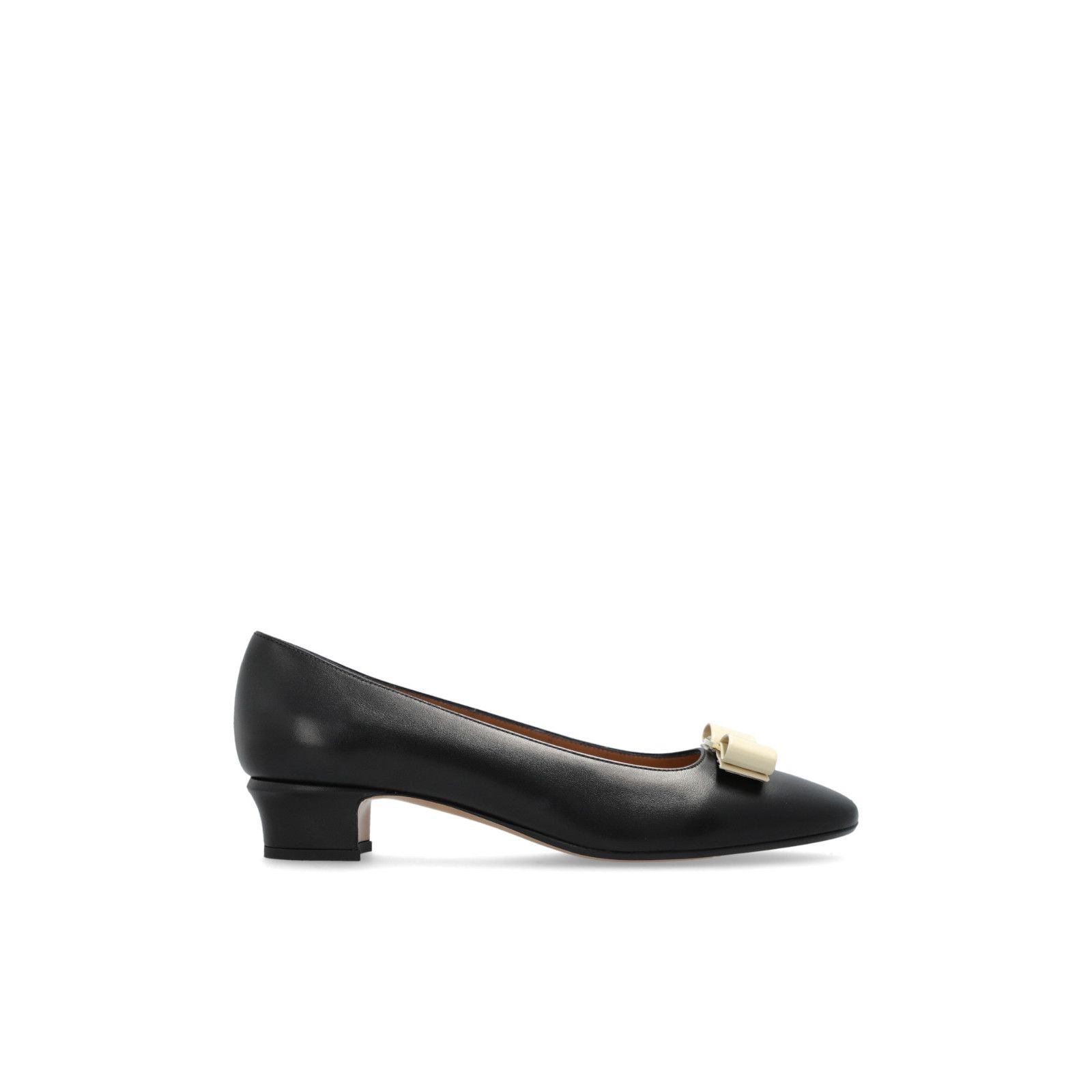FERRAGAMO Vara Black Leather 35mm Heel Shoes New & Authentic