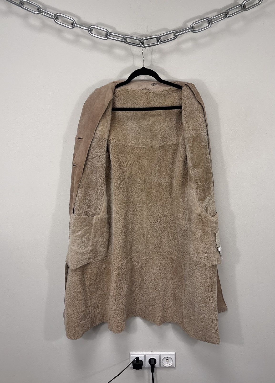 Max Mara S Max Mara Women’s Beige Sheepskin Shearling Leather Coat Size XL / US 12-14 / IT 48-50 - 2 Thumbnail